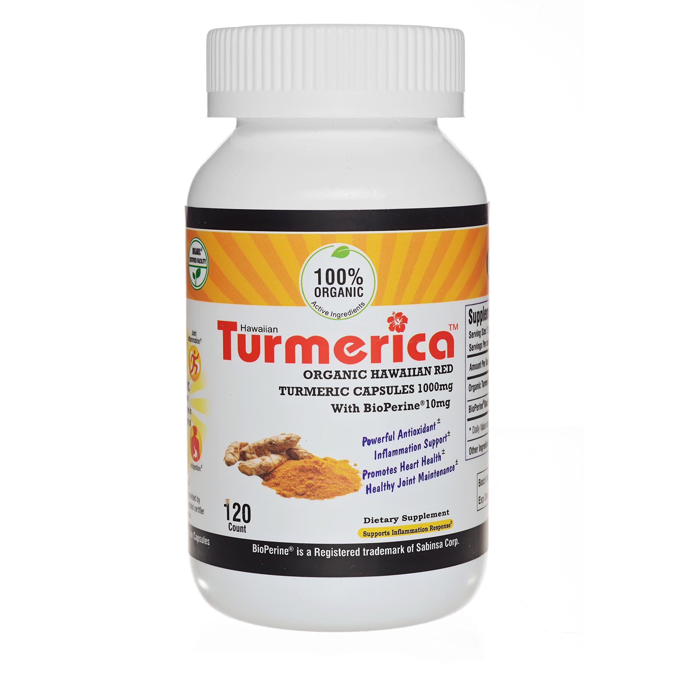 Hawaiian Turmeric Capsule with Bioperine 120 Count