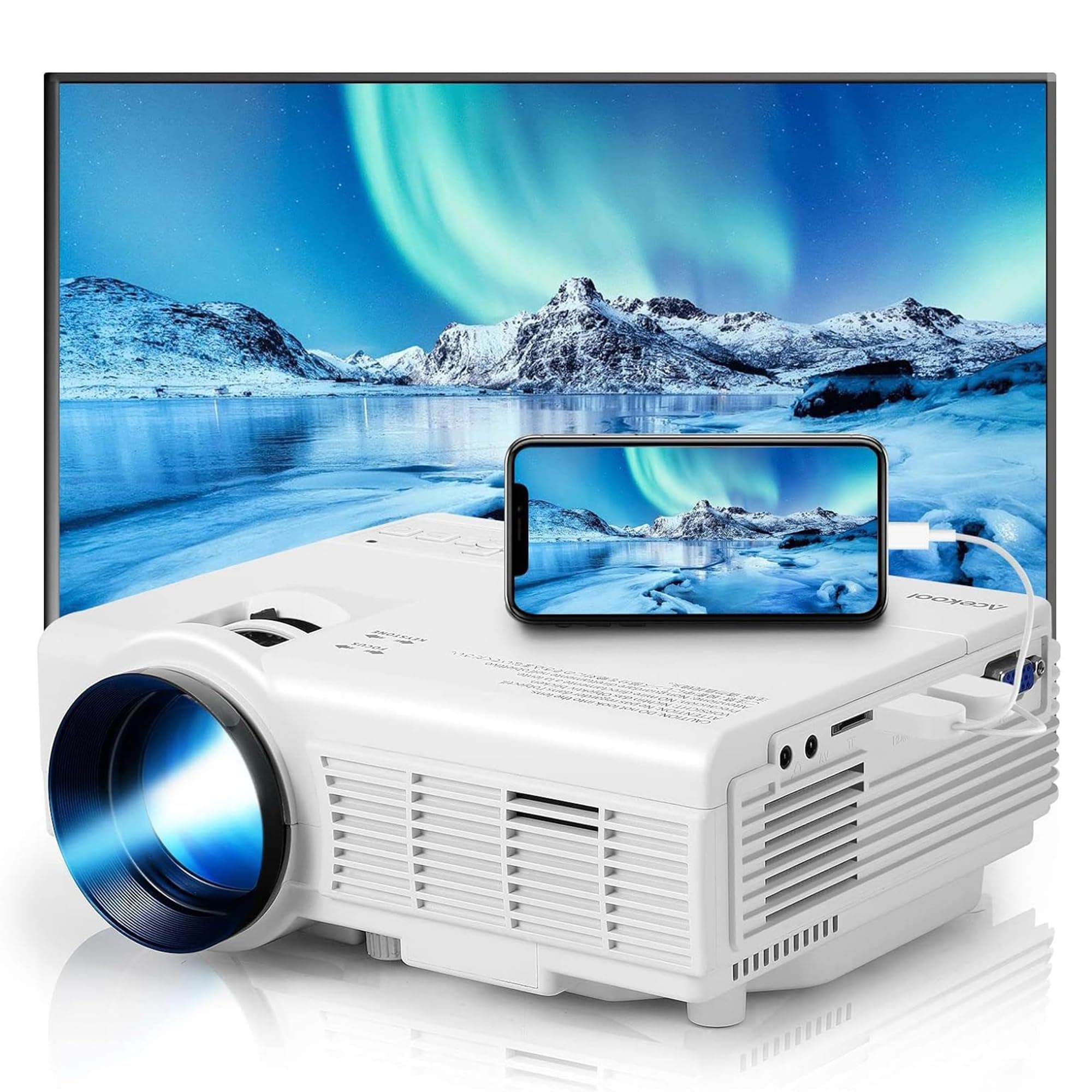 Video Projector HD 1080P Portable Projectors with 5G WiFi & Bluetooth, Compatible with TV Stick, HDMI, USB, PS5, iOS, Android Mirroring- Perfect for Home Theater (VEDIO PROJECTOR)