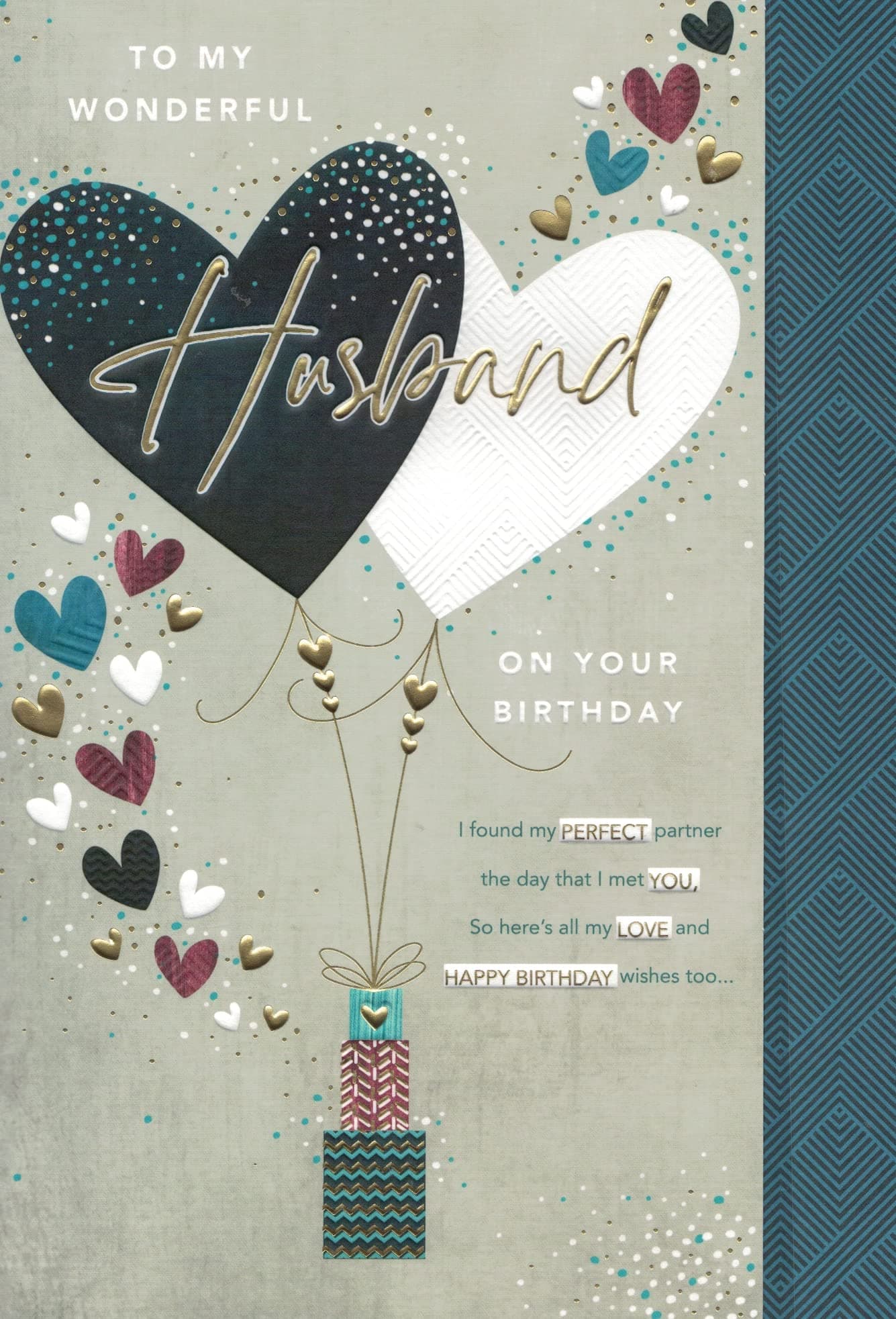 LARGE HUSBAND BIRTHDAY CARD. MODERN DESIGN. 7 X 10 INCHES. R027