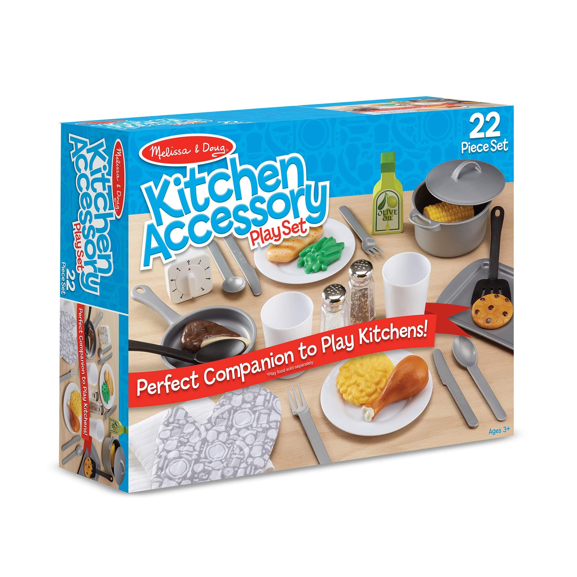 Melissa & Doug 22-Piece Play Kitchen Accessories Set - Utensils, Pot, Pans, and More