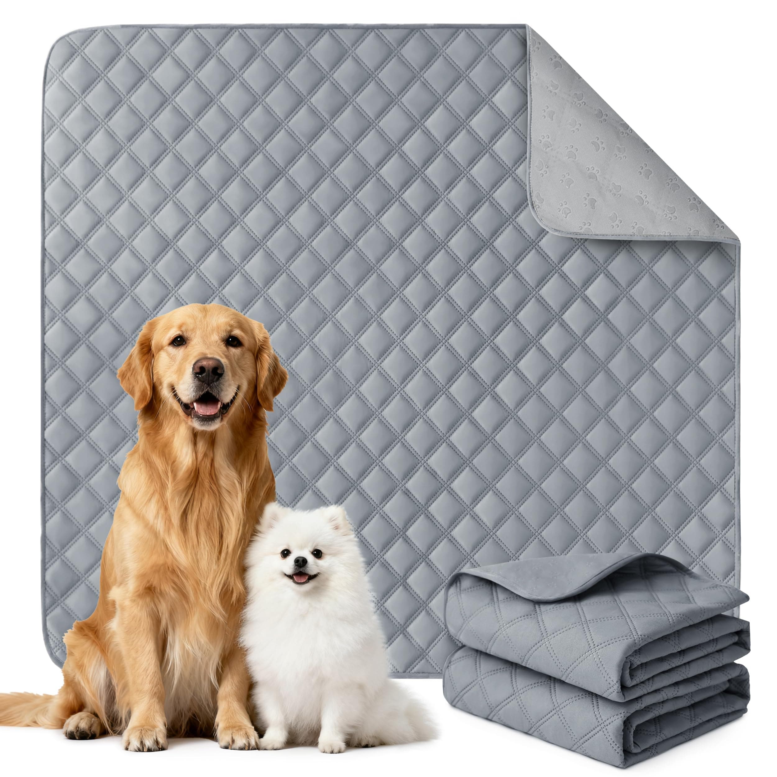 Reusable Washable Pee Pads for Dogs Extra Large 48'' x 60'' 2 Pack, Absorbent Pet Puppy Dog Training Pads Non-Slip, Waterproof Whelping Potty Pads for Dogs Leak-Proof