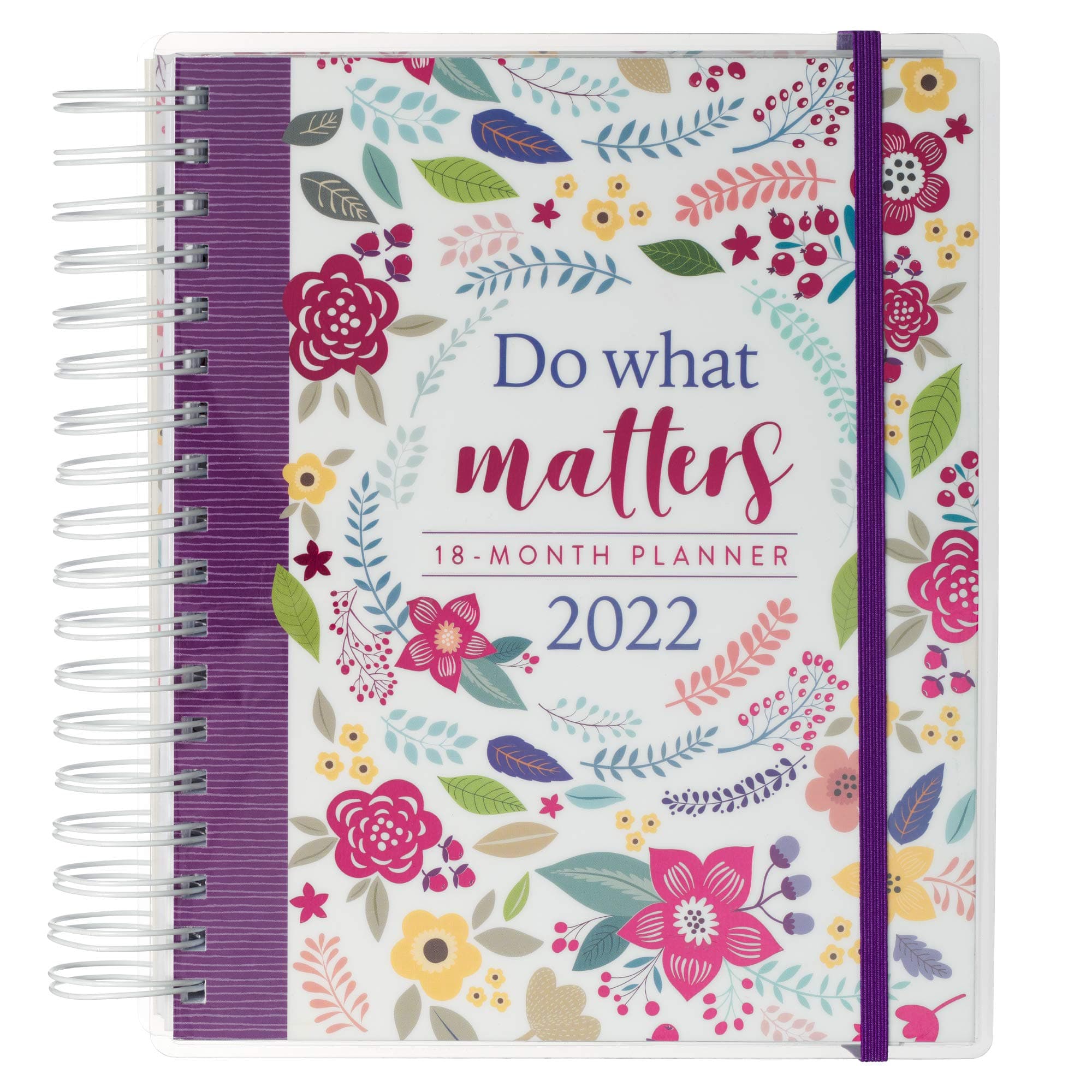 Inspirational 18 Month Planner 2022 Do What Matters Purple Floral Personal Organizer Daily Weekly Agenda Planner for Women, Elastic Closure Aug 2021-Jan 2023