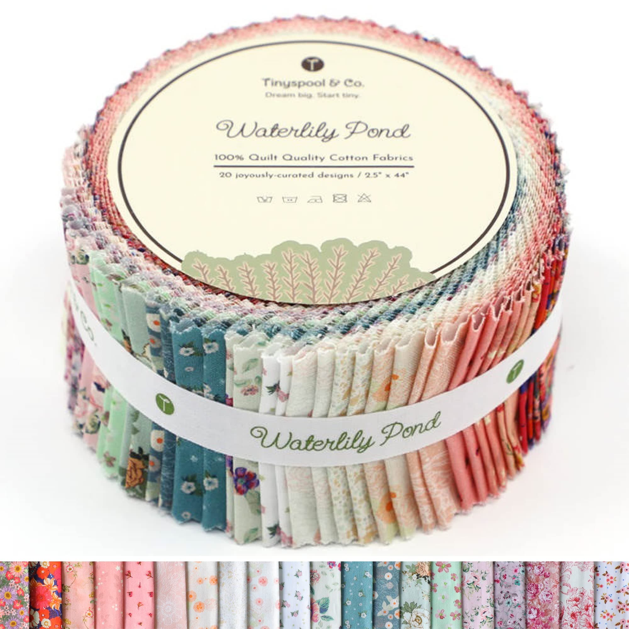 Tinyspool & Co. Jelly Roll Fabric Strips Quilting Craft Sewing 40 Strips Assorted Bundle Soft Cotton Blanket Rug Home Decor Home Decor Purse Making Water Lily Pond