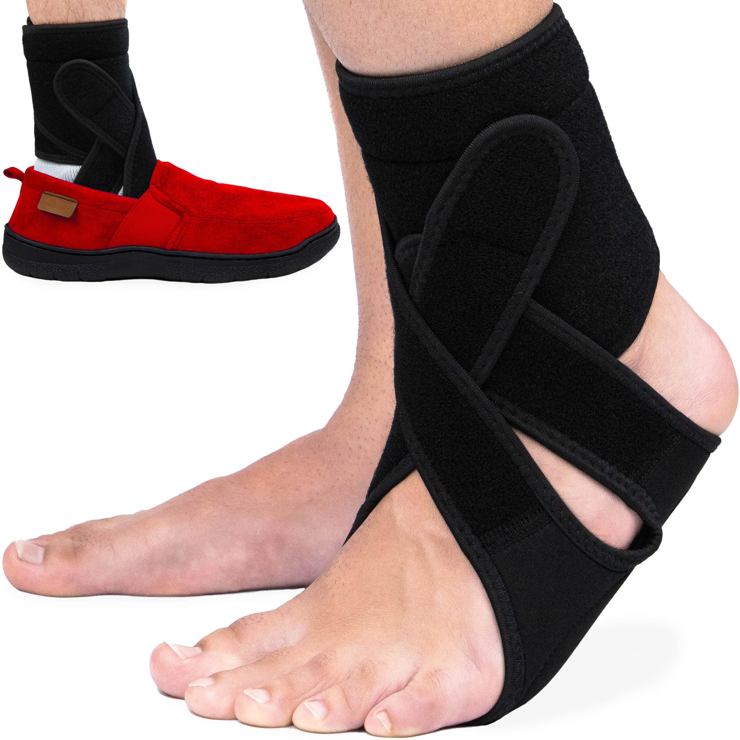 Omeer Left Foot AFO Foot Drop Brace For Walking With Shoes, Socks, Or Barefoot Provides Foot Drop Support For Men Or Women And Also Provides Plantar Fasciitis Relief (Left)