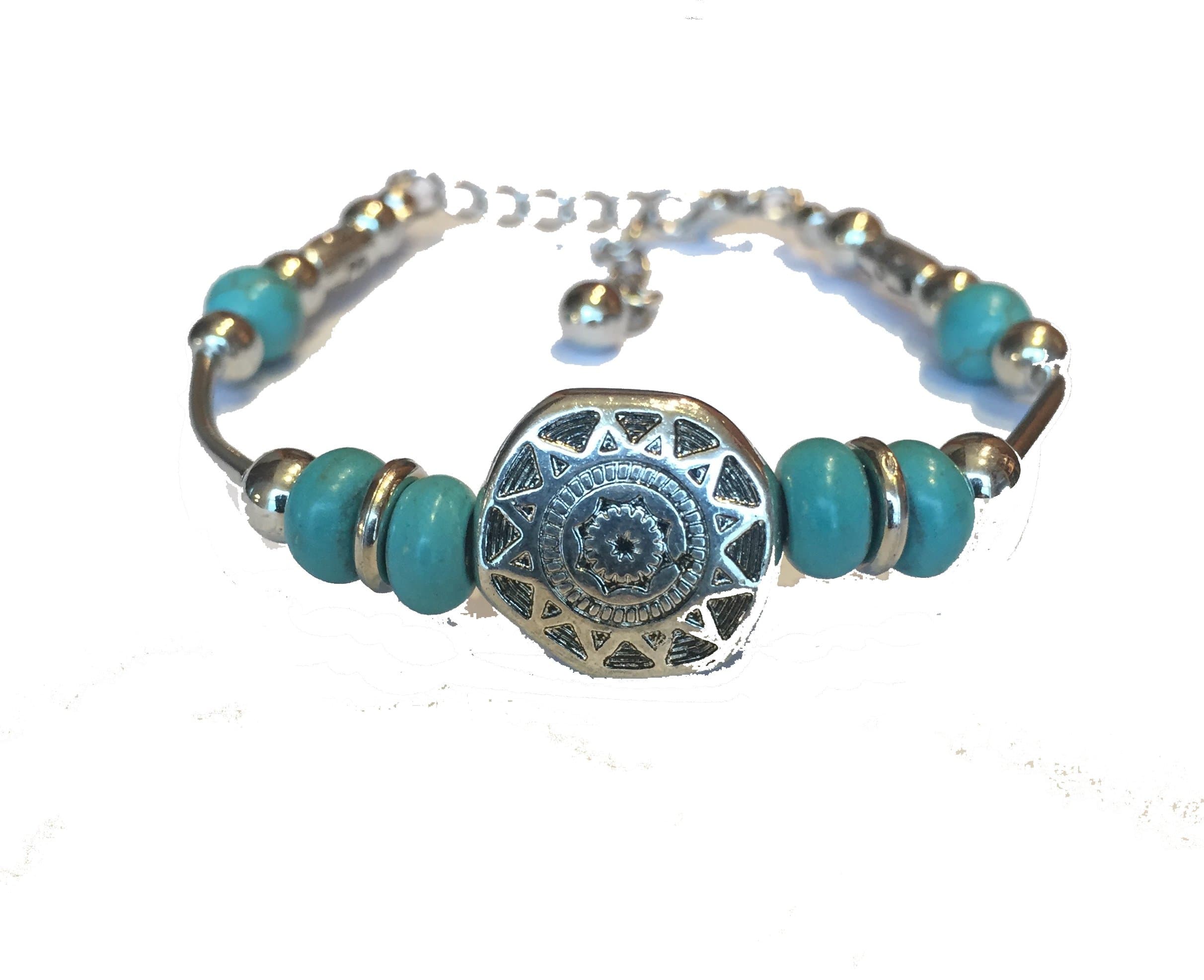 Healing Sun Mandala Medallion Bracelet Mayan Aztec Indian Design