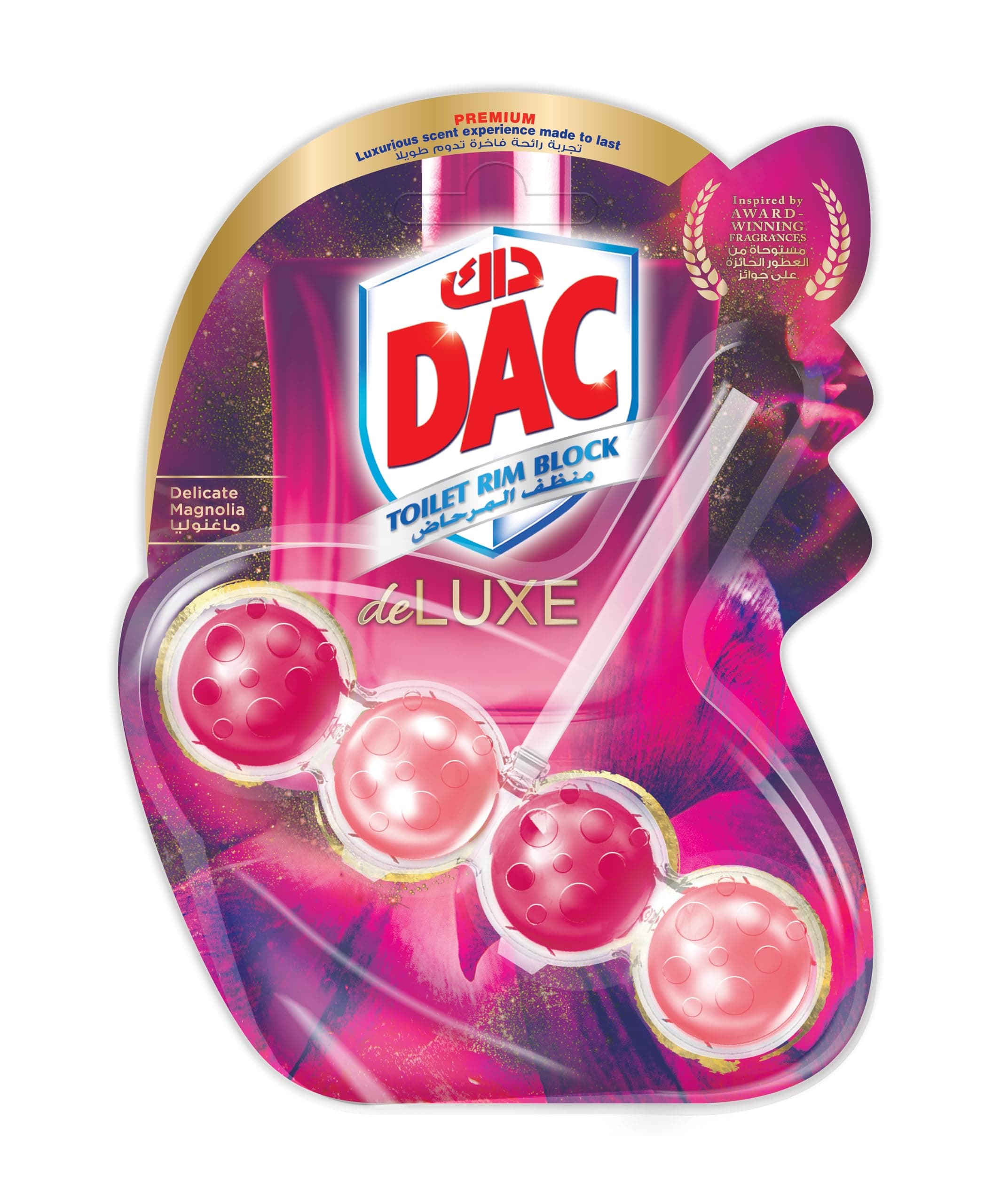 Dac Toilet Cleaner Rimblock Deluxe Magnolia - 50G, With Fine Fragrance, Cleaning Foam And Dirt Protection
