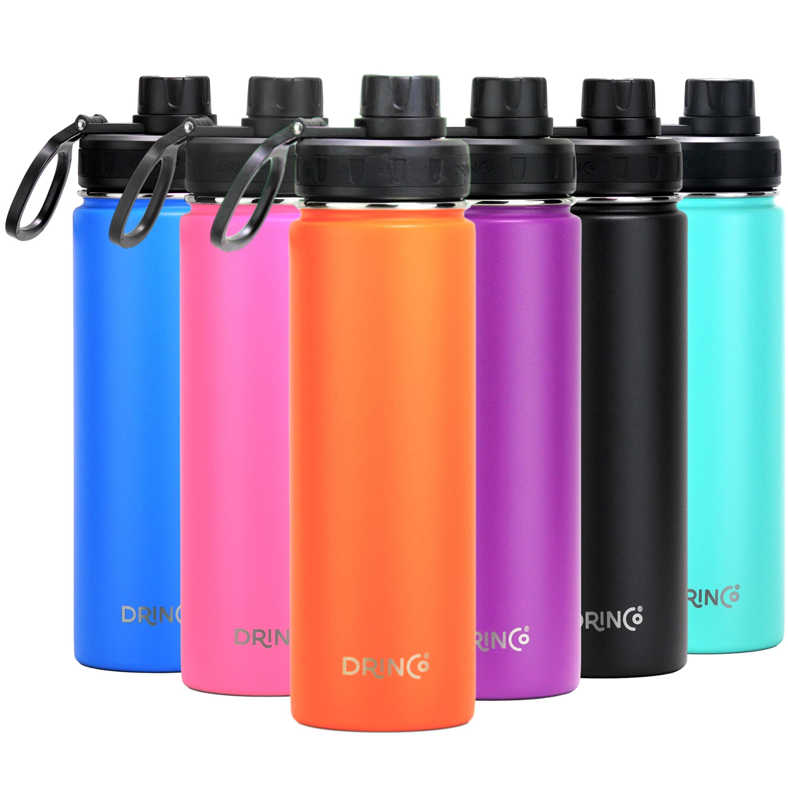 Stainless Steel Water Bottle Spout Lid Vacuum Insulated Double Wall Water Bottle Wide Mouth (40oz 32oz 22oz 18oz 14oz) Leak Proof Keep Cold Sport Camping Hiking (22 oz, 22oz Orange)