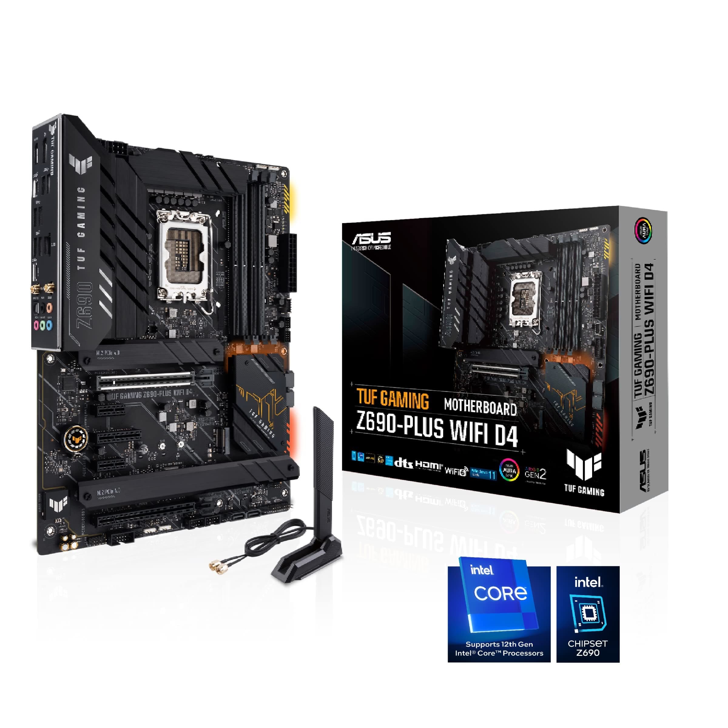 ASUS TUF Gaming Z690-PLUS WiFi D4 LGA 1700(12th Gen Intel Core Processors) ATX Motherboard with PCIe 5.0, DDR4 RAM, Four M.2 Slots, 2.5Gb Ethernet, USB-C, Thunderbolt 4 Support and RGB Lighting, Black