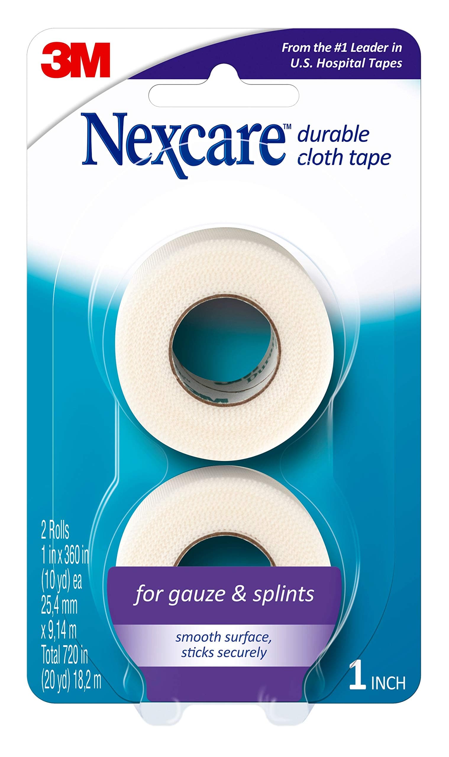Nexcare Durapore Durable Cloth Tape 1 Inch X 10 Yards, 2 ea