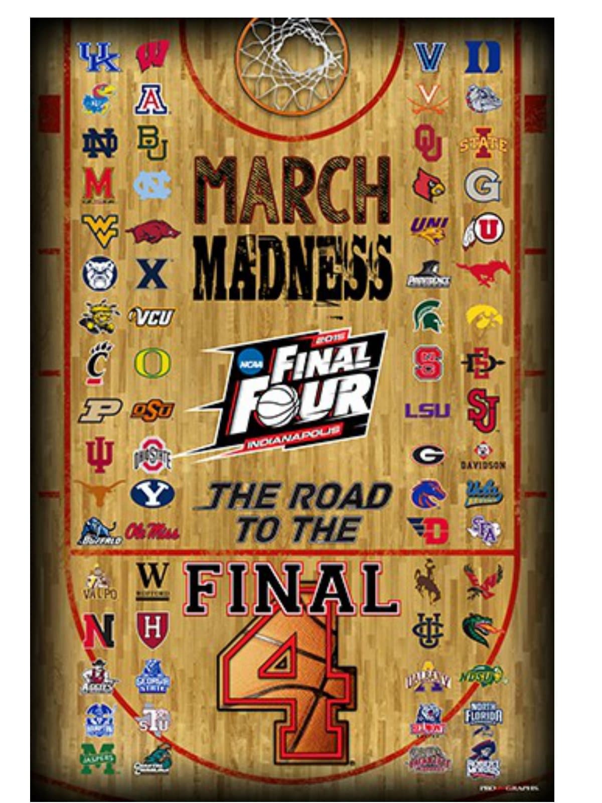 2015 Official NCAA Final Four March Madness All Teams Basketball Print Poster