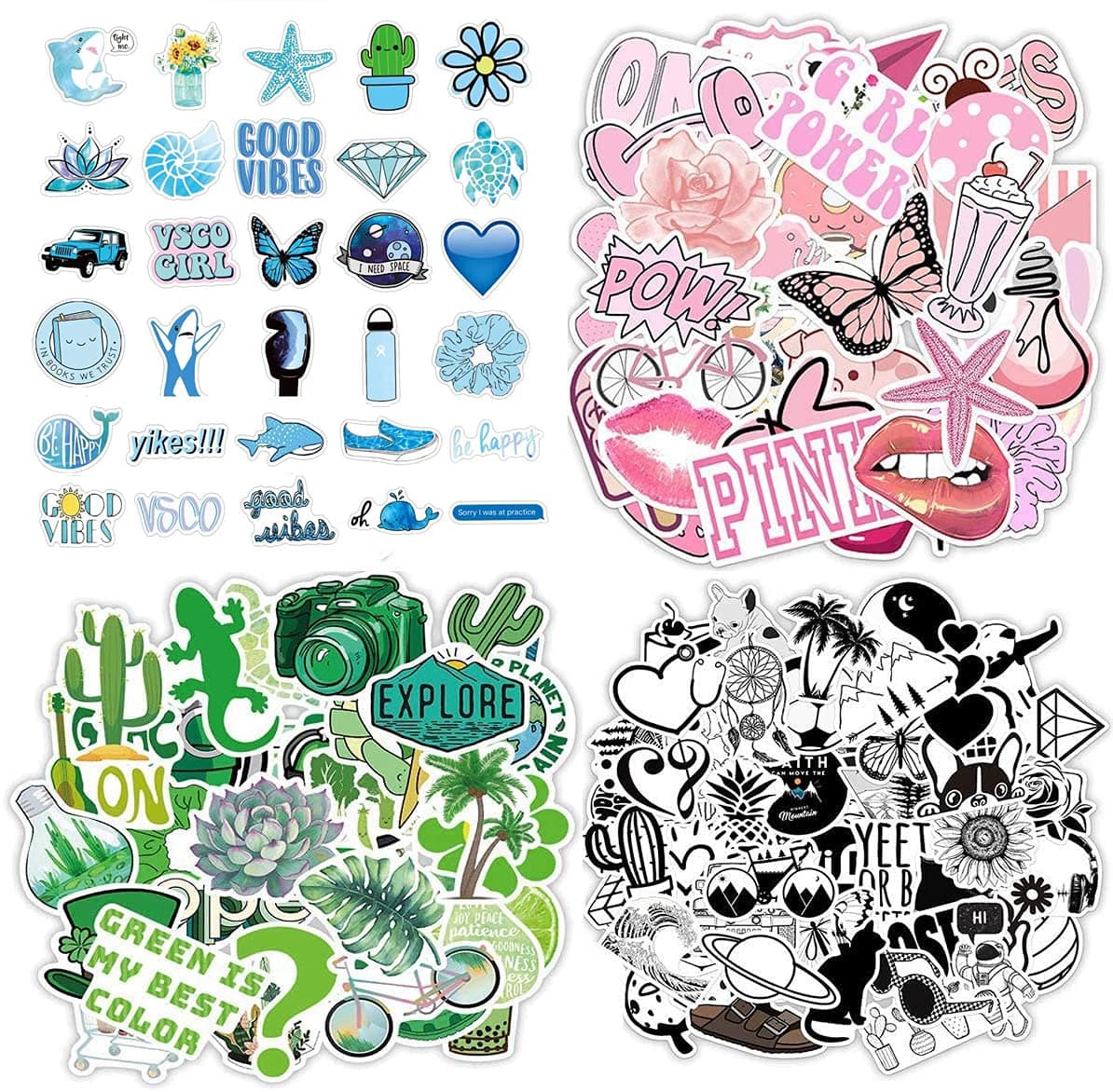 200PCS Mixed Stickers for Water Bottles,Cute Funny Waterproof Vinyl Stickers Decals for Teens,Girls and Women,Unique Durable Aesthetic Trendy Stickers Perfect for Hydro Flask, Laptop, Computer,Phone