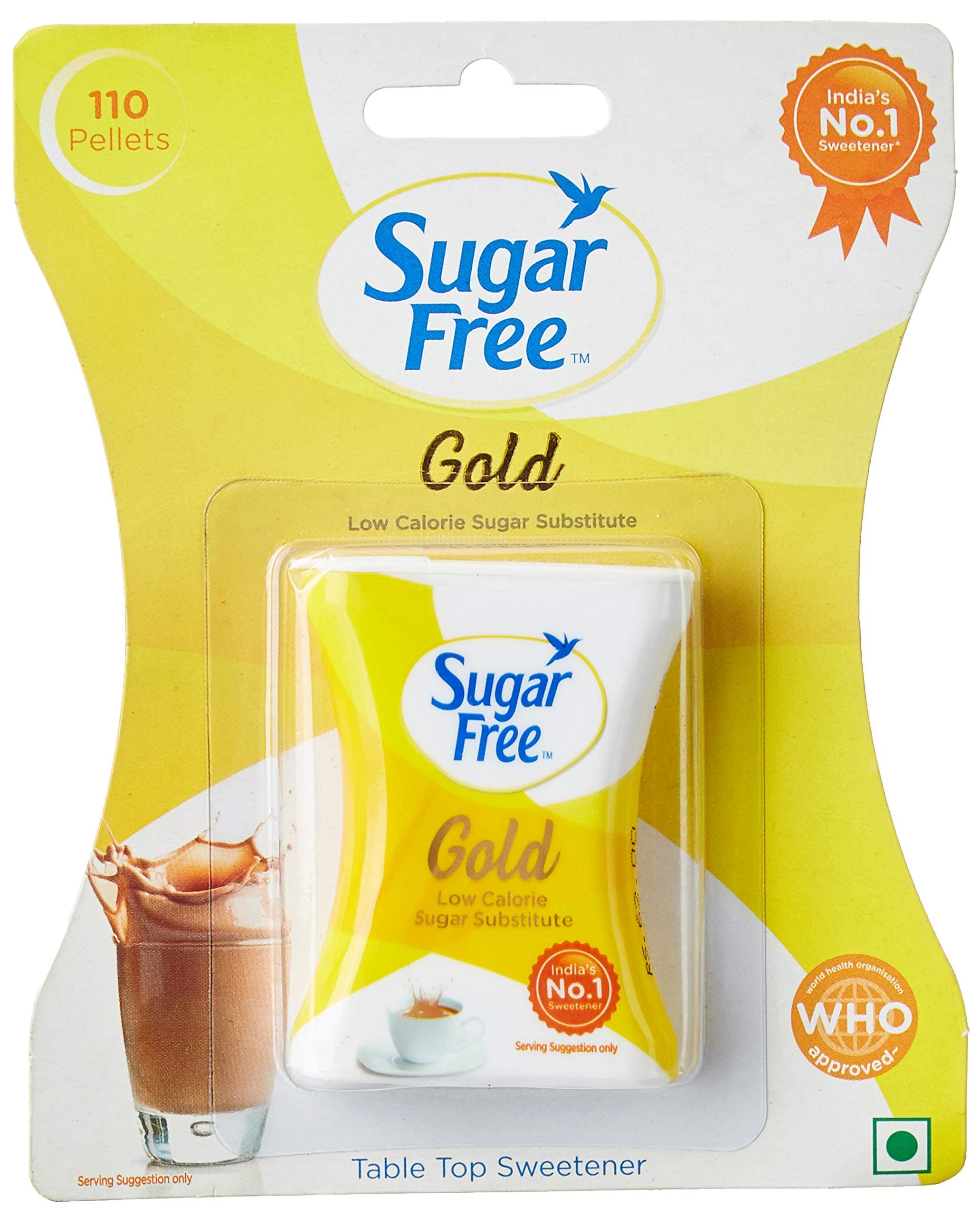 Sugar Free Gold, 100+10 Pellets| India’s No.1 Sweetner| Sweet like Sugar with Low Calories| Scientifically Proven & Tested