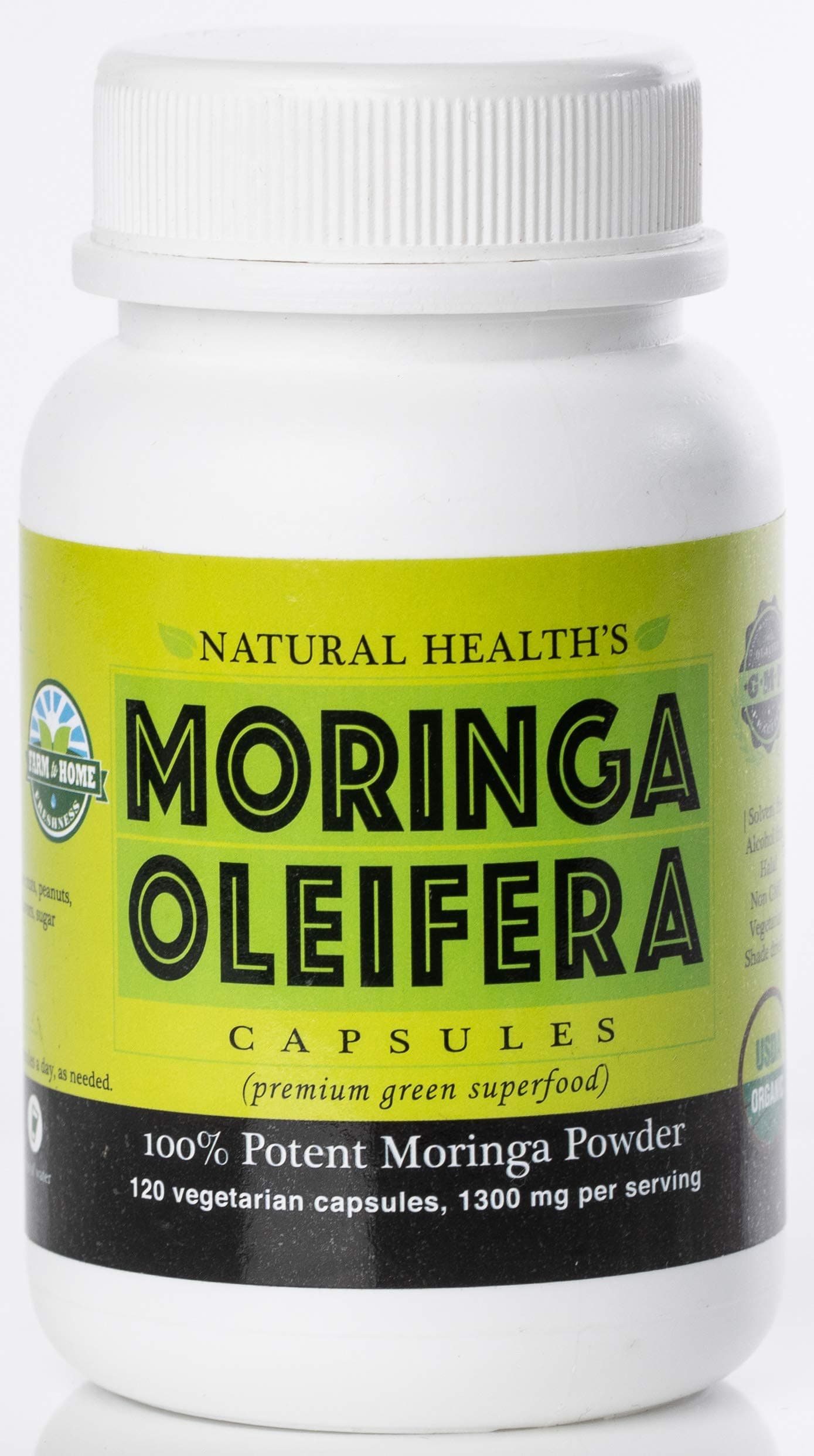 Moringa Capsules, Abundant in Vitamins, Antioxidants, Minerals and Amino Acids, 100% Pure, Organic Moringa Oleifera Capsules (120 Capsules)