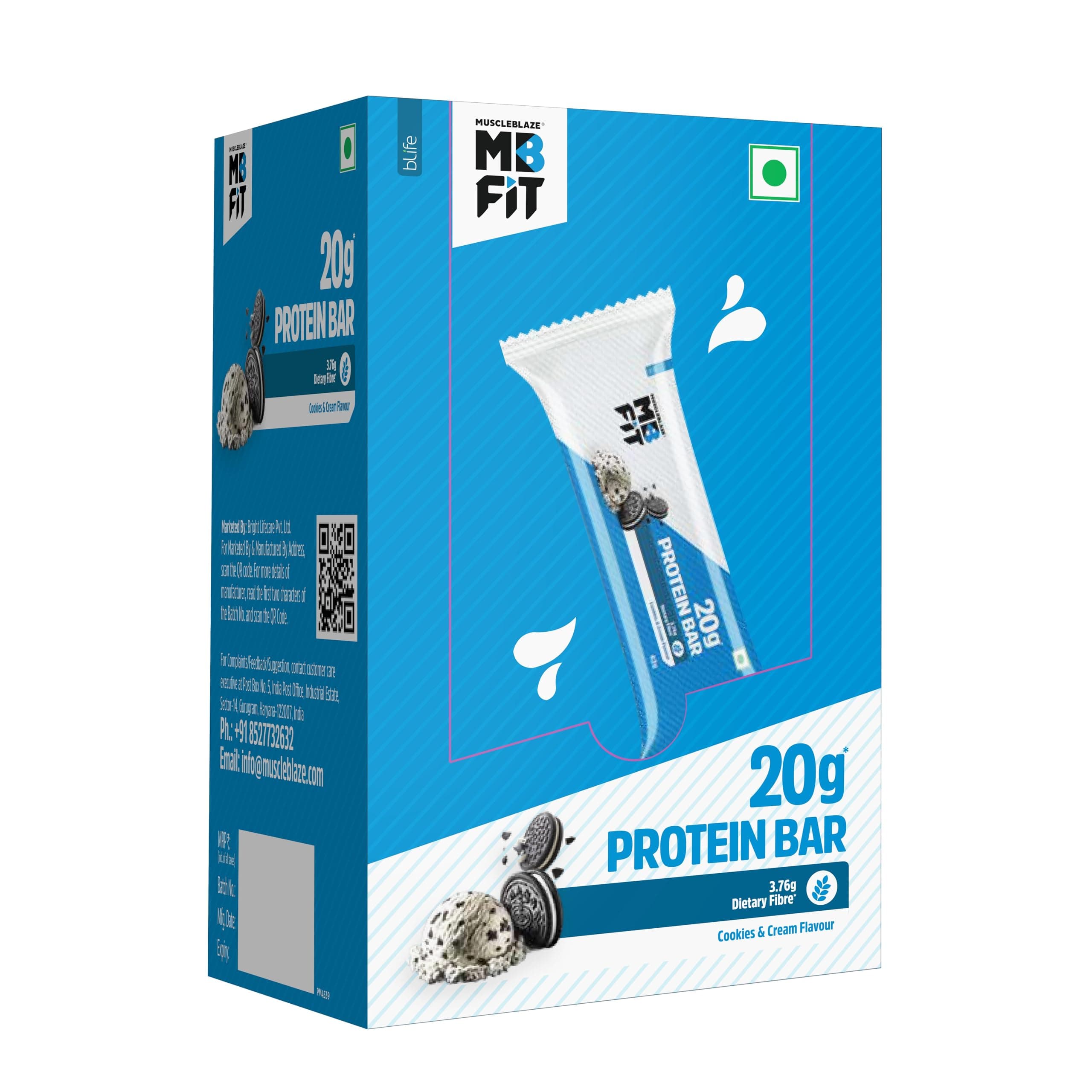 20Gram Protein Bar(Cookies & Cream, Pack Of 6)| Protein Blend, Healthy Protein Snacks | for Energy & Fitness