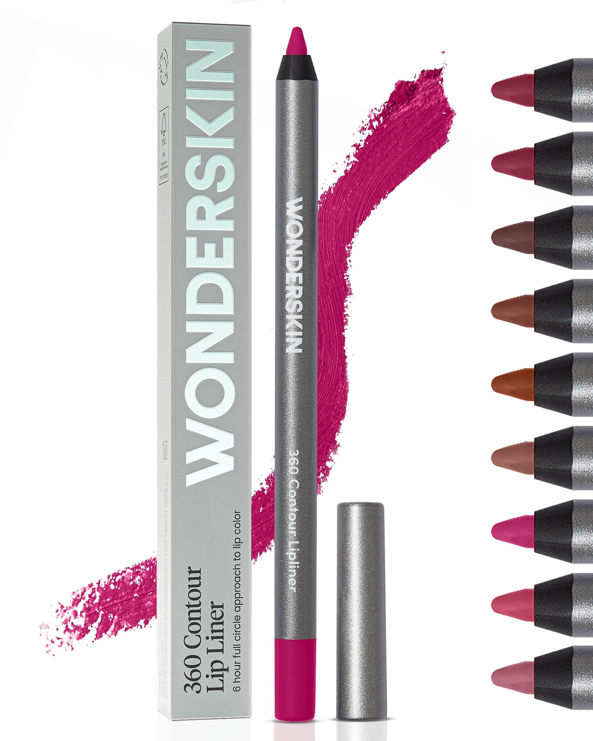 Wonderskin Lipliner Pencil - 360 Contour Lipliner, Long Lasting, Sharpenable, Waterproof and Transfer-Proof Nude Lip Liner Pencil (Ruby)