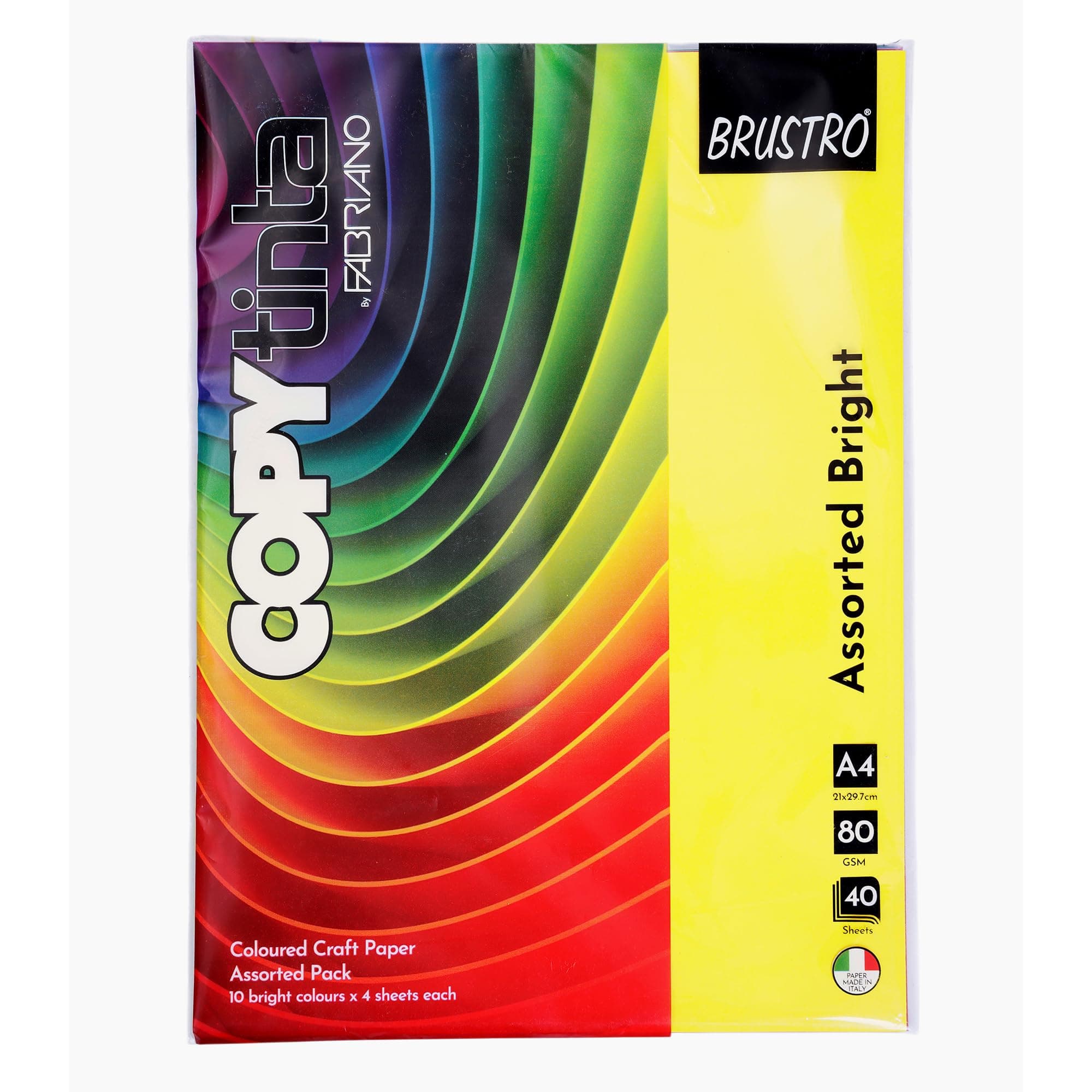 Copytinta Mixed Bright Colour Craft Paper| A4 Size | 80 GSM | Pack of 40 Sheets (10 colors x 4 sheets)|Ideal for DIY Art, Origami Ideas, Printing, Stationery, Students, Professionals.
