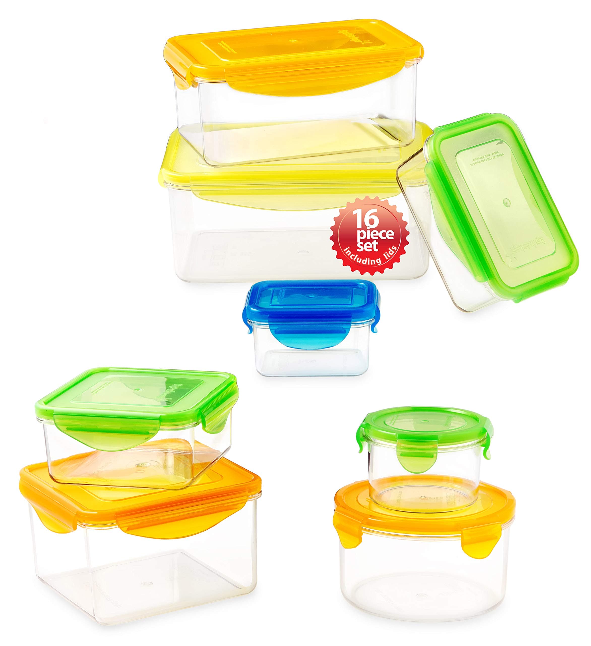 Eco Friendly Airtight Tight Titan Food Storage Container 16pc Set Nesting Design Durable Light Weight Shatter Resistance