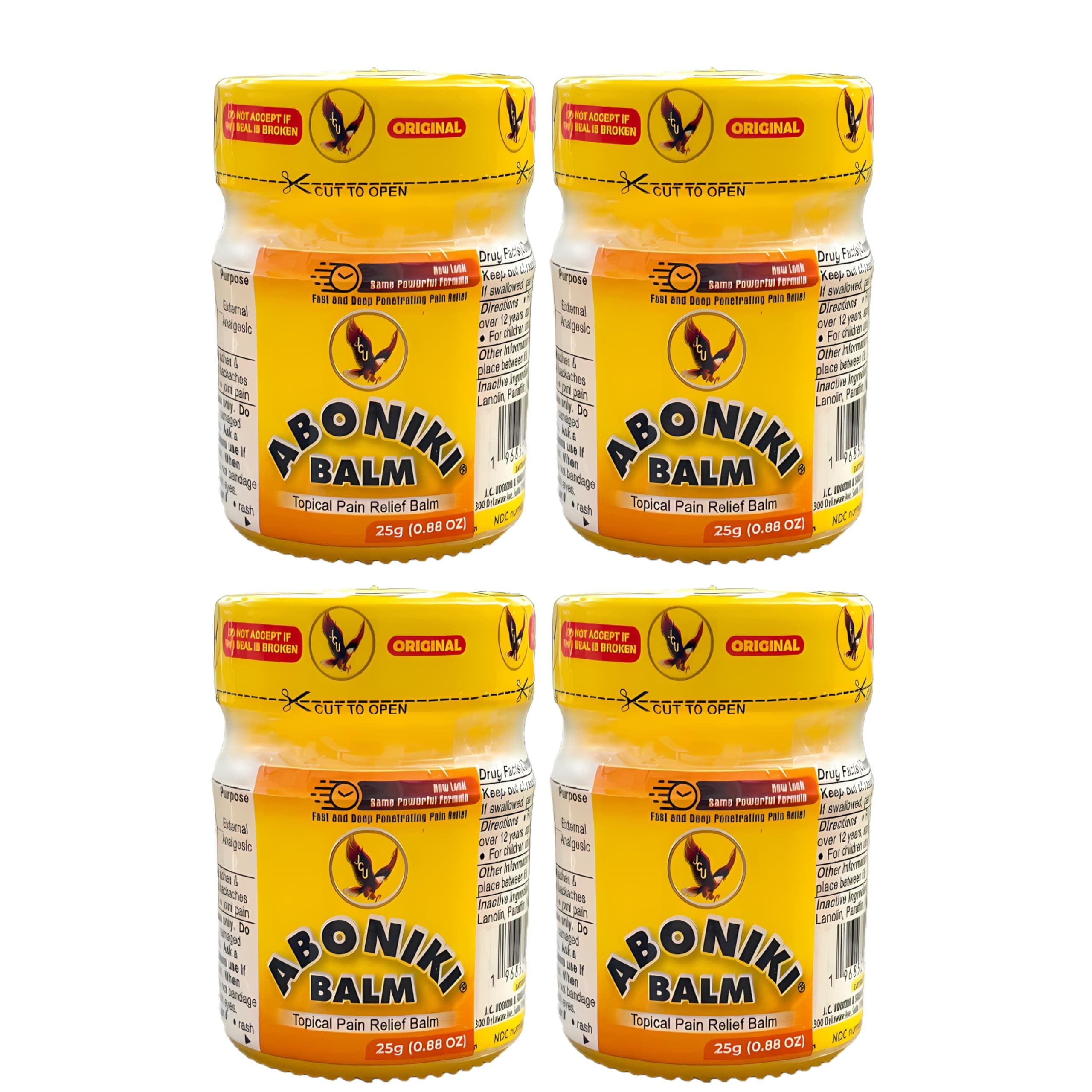 Aboniki Balm (4 Glass Jars) - Fast-Acting and deep penetrating Pain Relief for Joint Pains, Muscle Soreness, backaches, Arthritis, Knee Pain, Neck Pain, sprains, strains, and More!