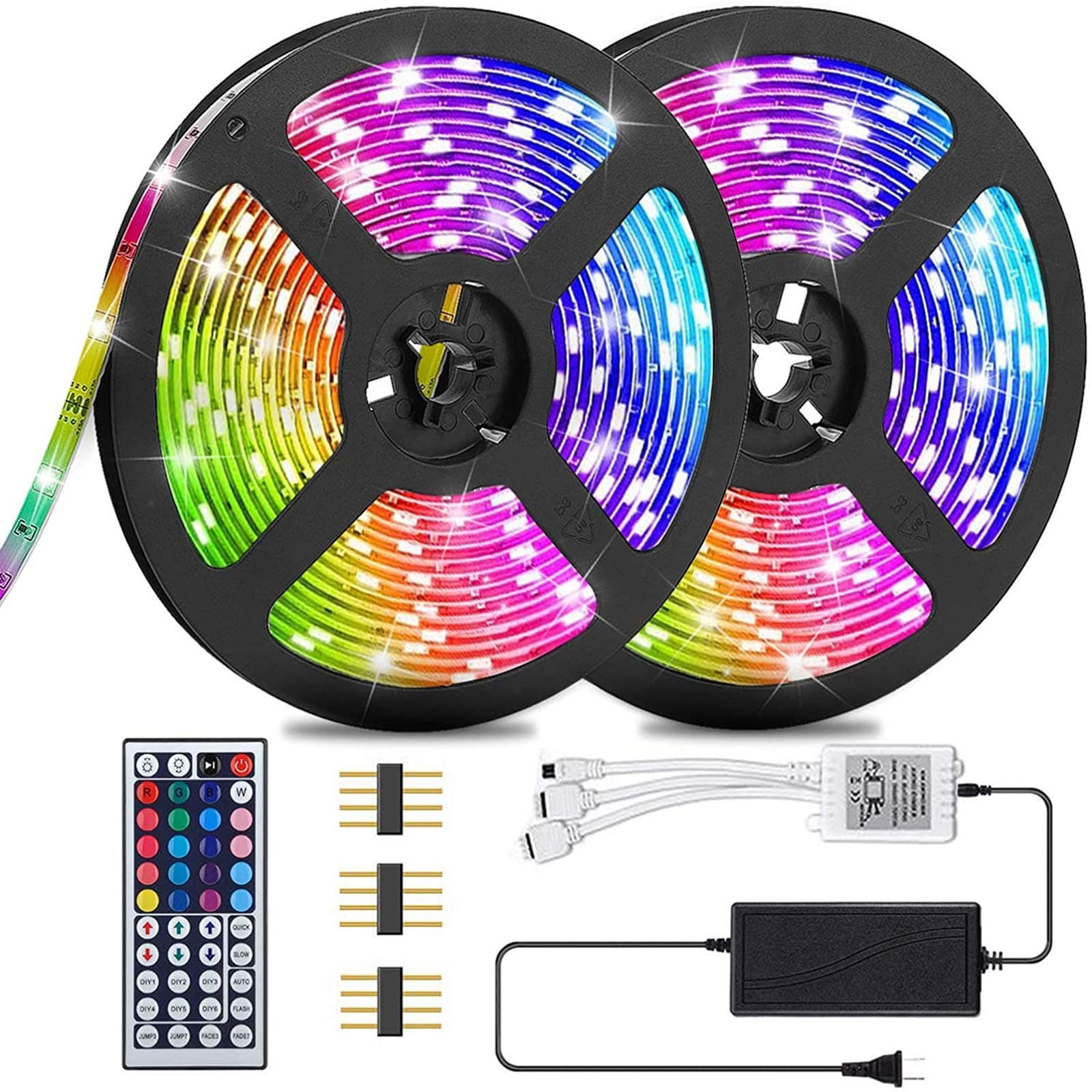 Led Strip Lights 32.8ft, Waterproof Flexible 5050 RGB LEDs Color Changing Lights Strip for Bedroom, Kitchen, Party, Home Decoration, with 44 Keys Ir Remote and 12V Power Supply