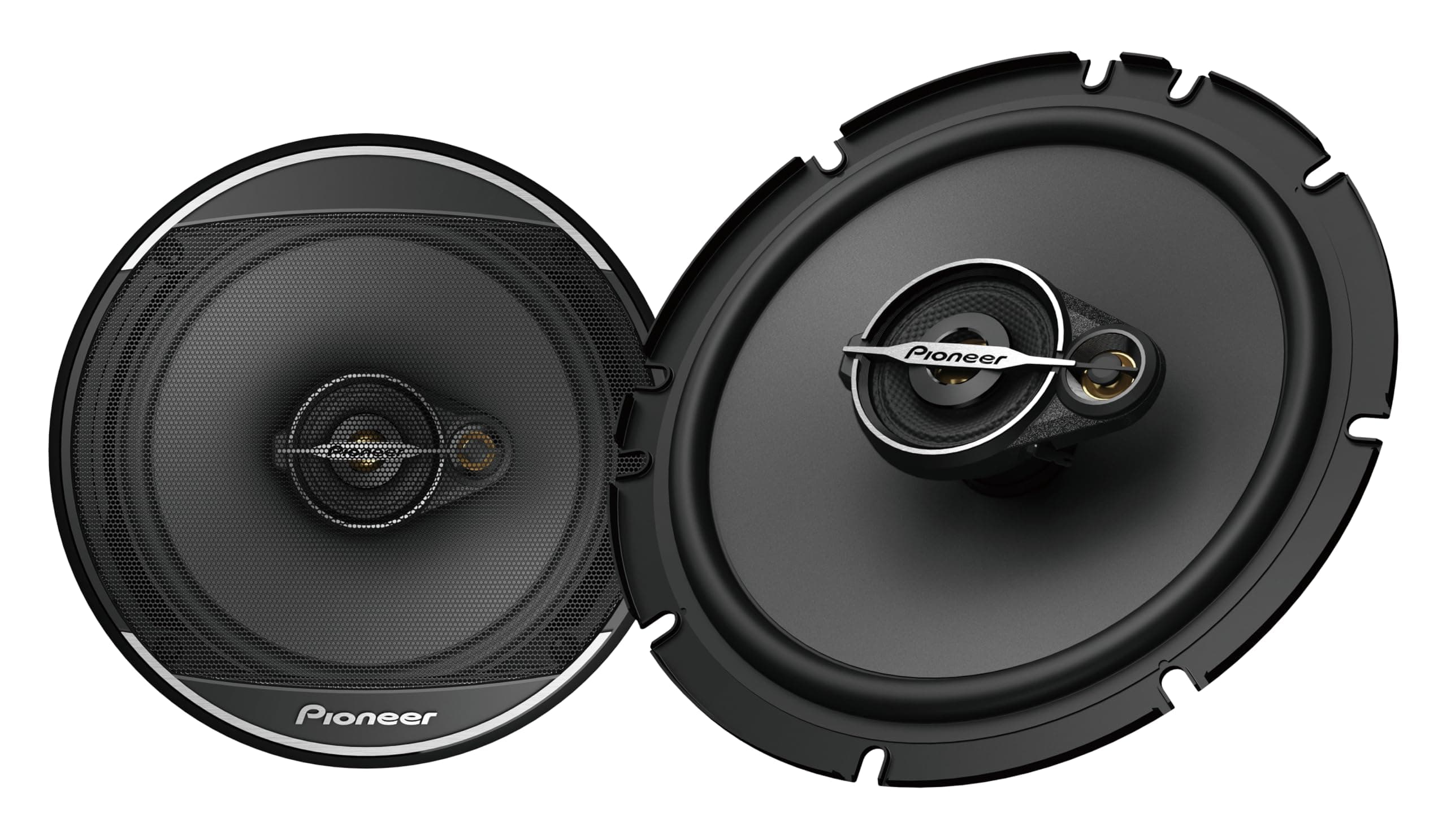 - PIONEER A-Series Standard TS-A1671F 6.5” 3-Way Speakers (Pair) – 320W Max, Balanced Sound + Smooth Treble, Enhanced Bass, Ideal Factory Upgrade, Installation Adaptors Included
