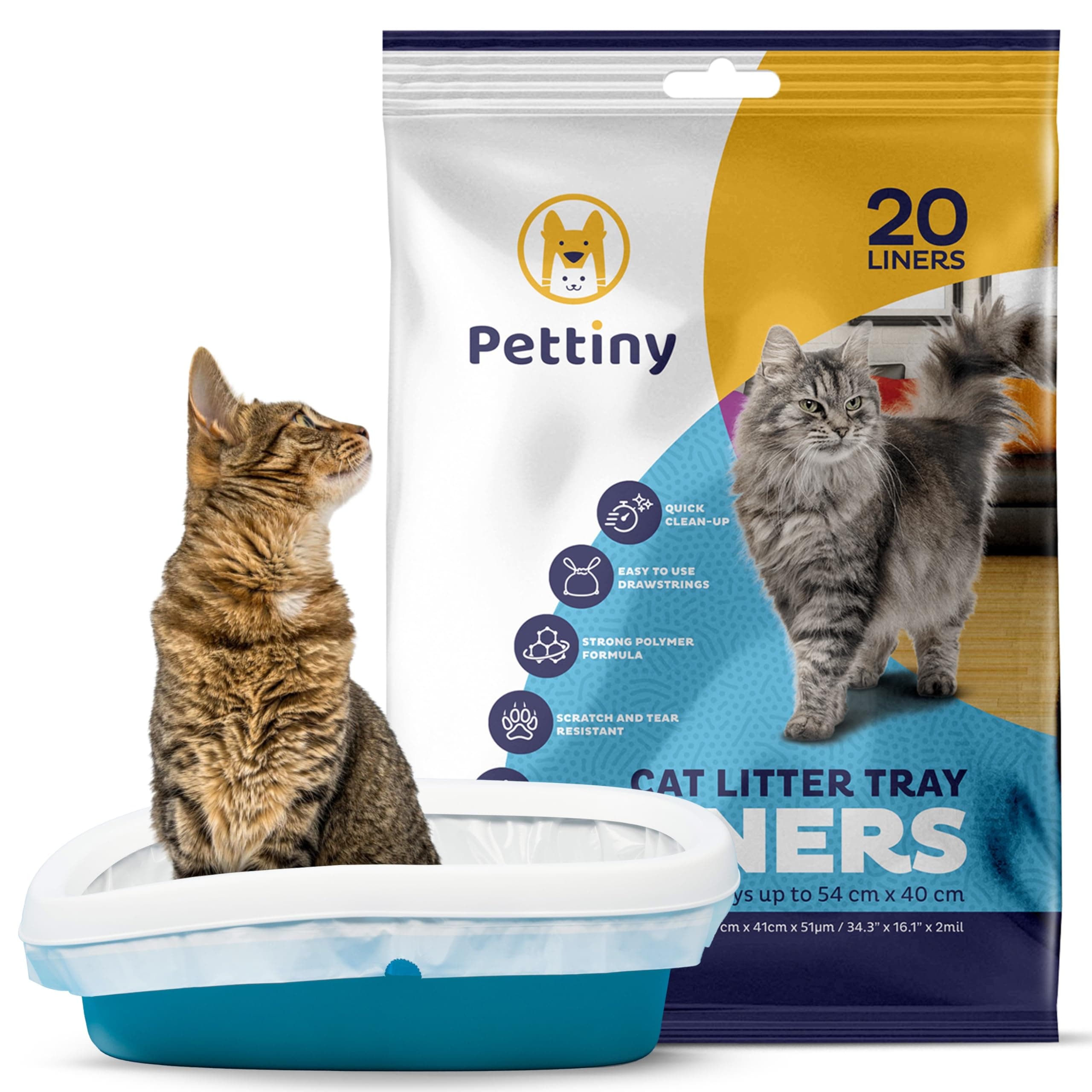 20 Cat Litter Tray Liners with Drawstrings Scratch Resistant Bags for Medium and Large Litter Box