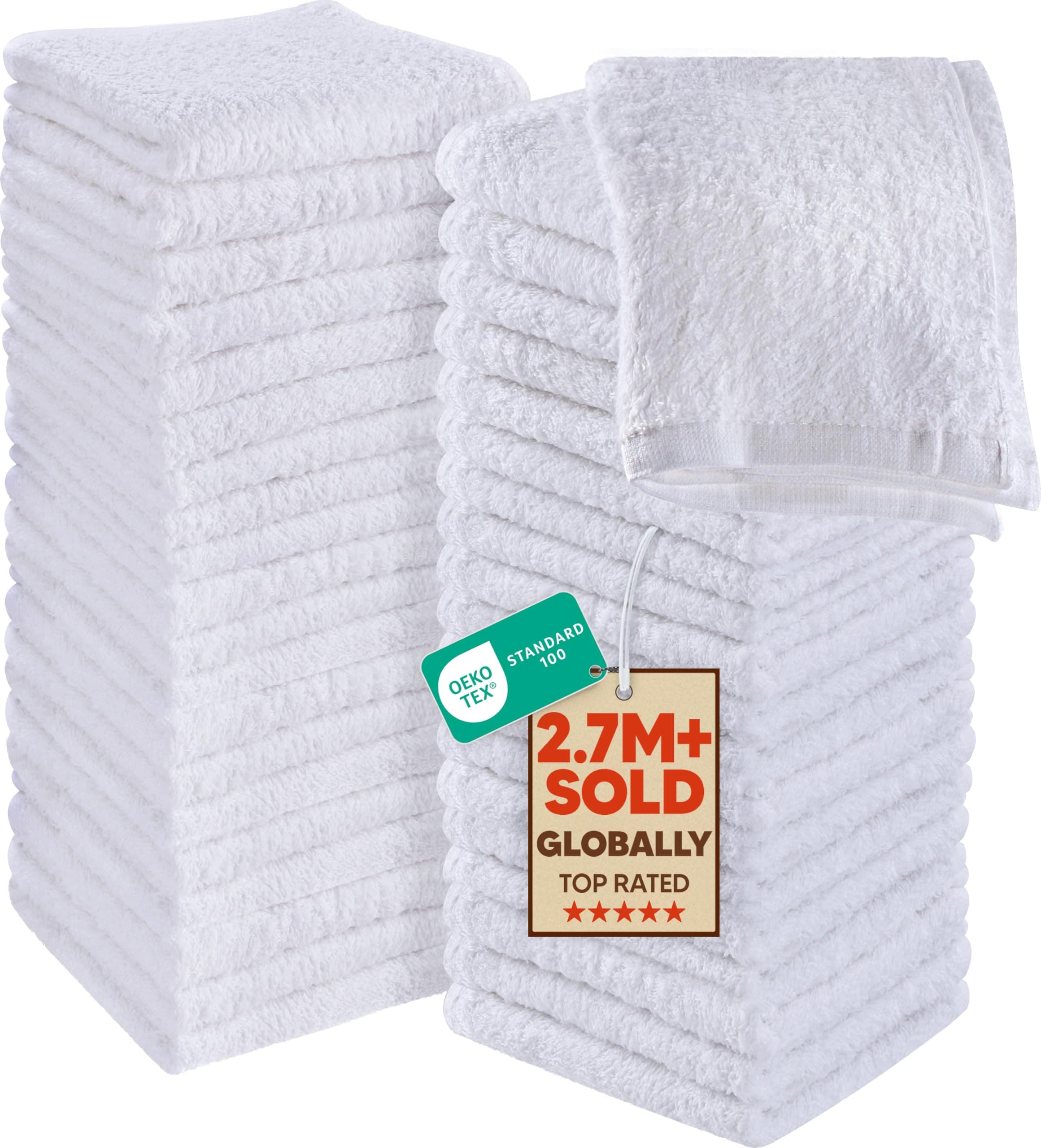 Utopia Towels Cotton Washcloths-Hand-Face Towels Pack - 100% Extra Soft Ring Spun Cotton Washcloths, Highly Absorbent, 12-Inch x 12-Inch, 60-Pack, Brilliant White wash cloth/face towels by