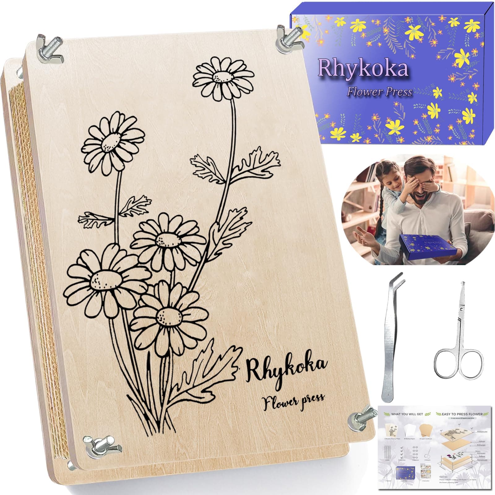 Large Flower Press Kit for Adults, 10 Layers 11.8 x 8.3 Inches DIY Wood Leaf Plant Press Kit, Great Gift for DIY Arts and Crafts Lovers (Light Beige)