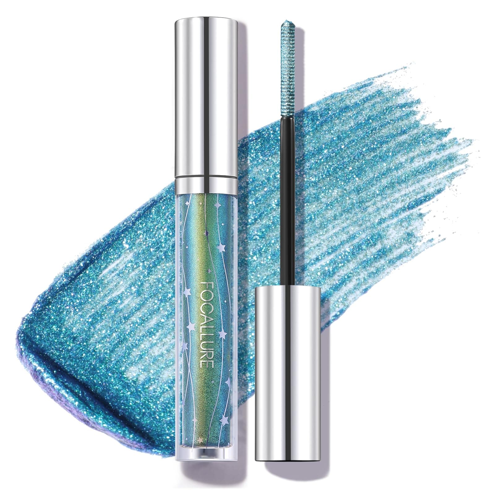 Star Drifter Glitter Mascara,Define Long Lasting Curling Eyelashes,Lightweight & Dries Quickly,Soft Gel Formula Mascara Create a Subtle Shimmer Look to your Eyelashes,GN01 OASIS OF SPACE