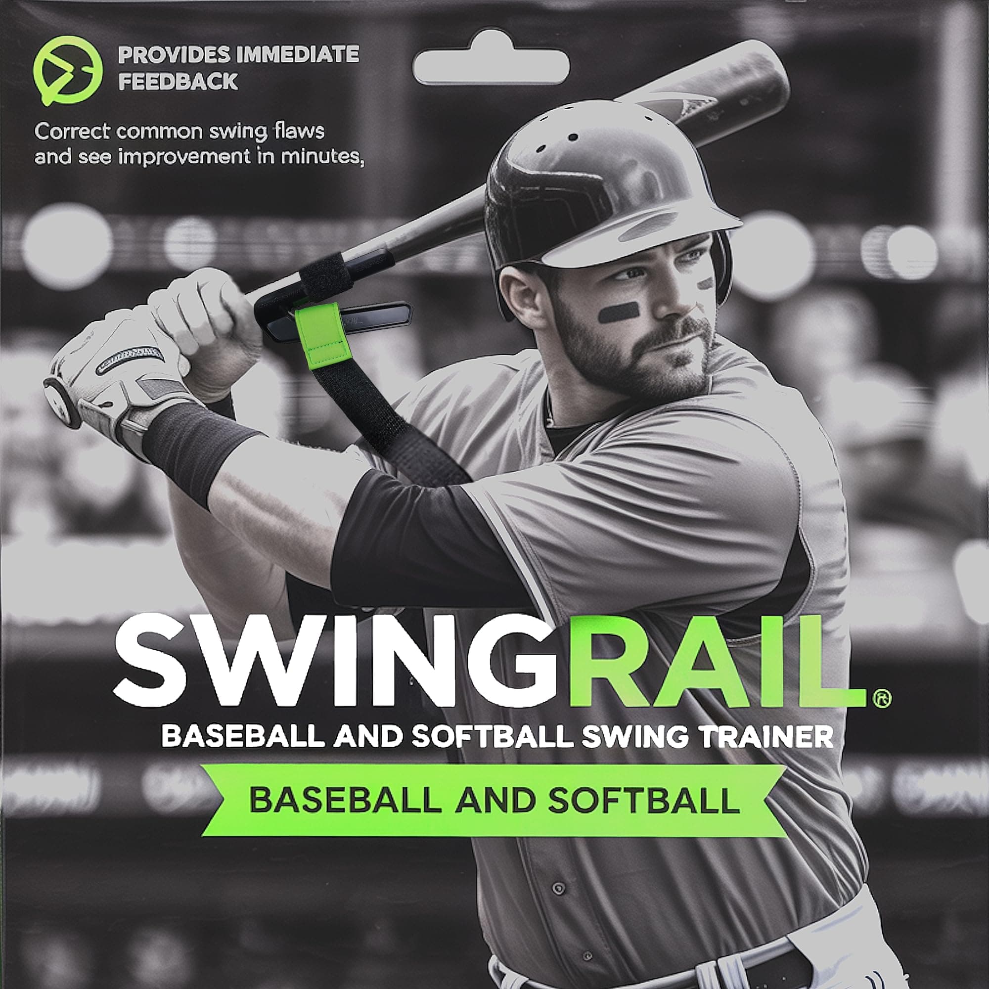 SWINGRAIL Baseball/Softball Hitting Trainer – Swing Trainer Aid for Batting & Hitting Practice – Baseball Training Equipment to Improve Bat Speed, Swing Mechanics, Contact & Timing – For Ages 9 and Up
