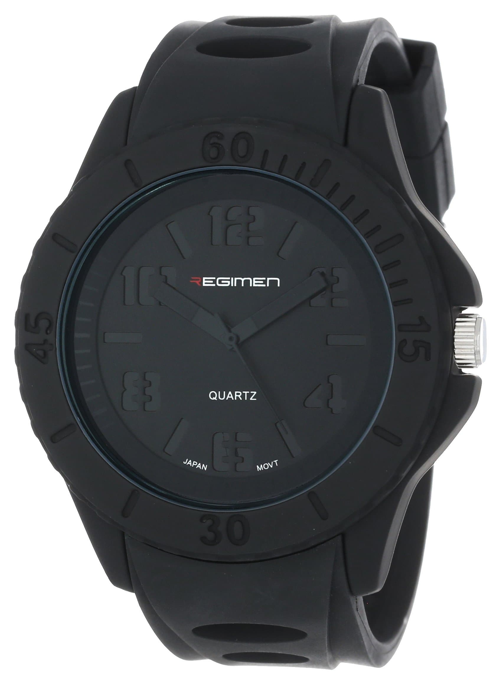 Wrist Armor Men's RW1000 Classic Analog Stencil Dial Watch with Black Case and Black Silicone Strap