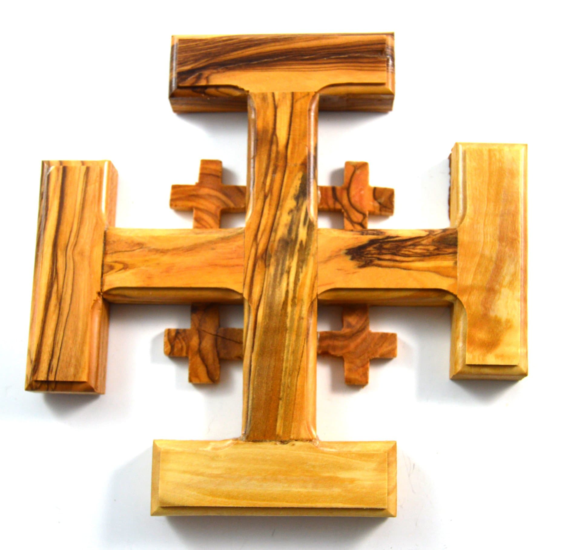 Holy Land Hand Carved Olive Wood Jerusalem Cross Ornament Wall Crosses Gift from Israel 6 inches