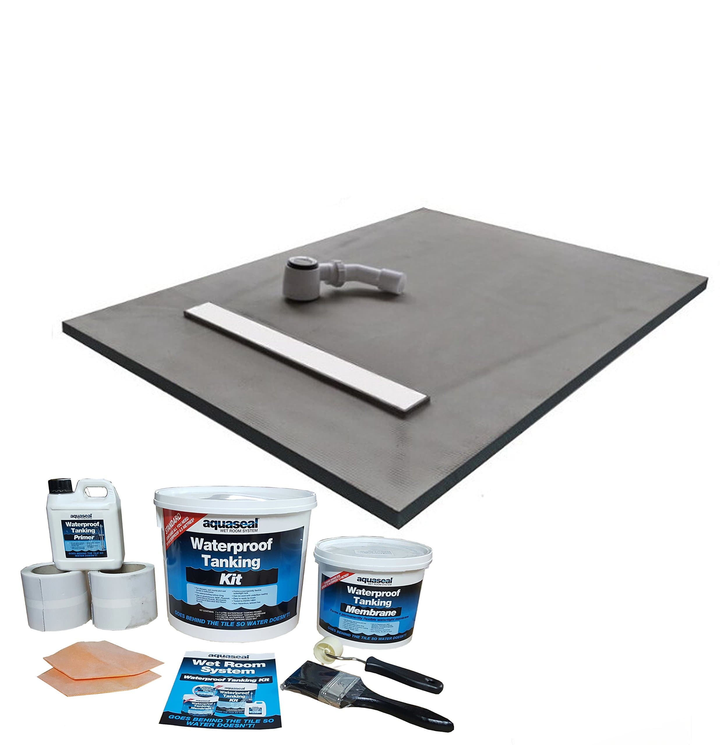 Wetroom Shower Tray & Aqua Kit 1200 x 900 x 30mm Linear Tile on Grate