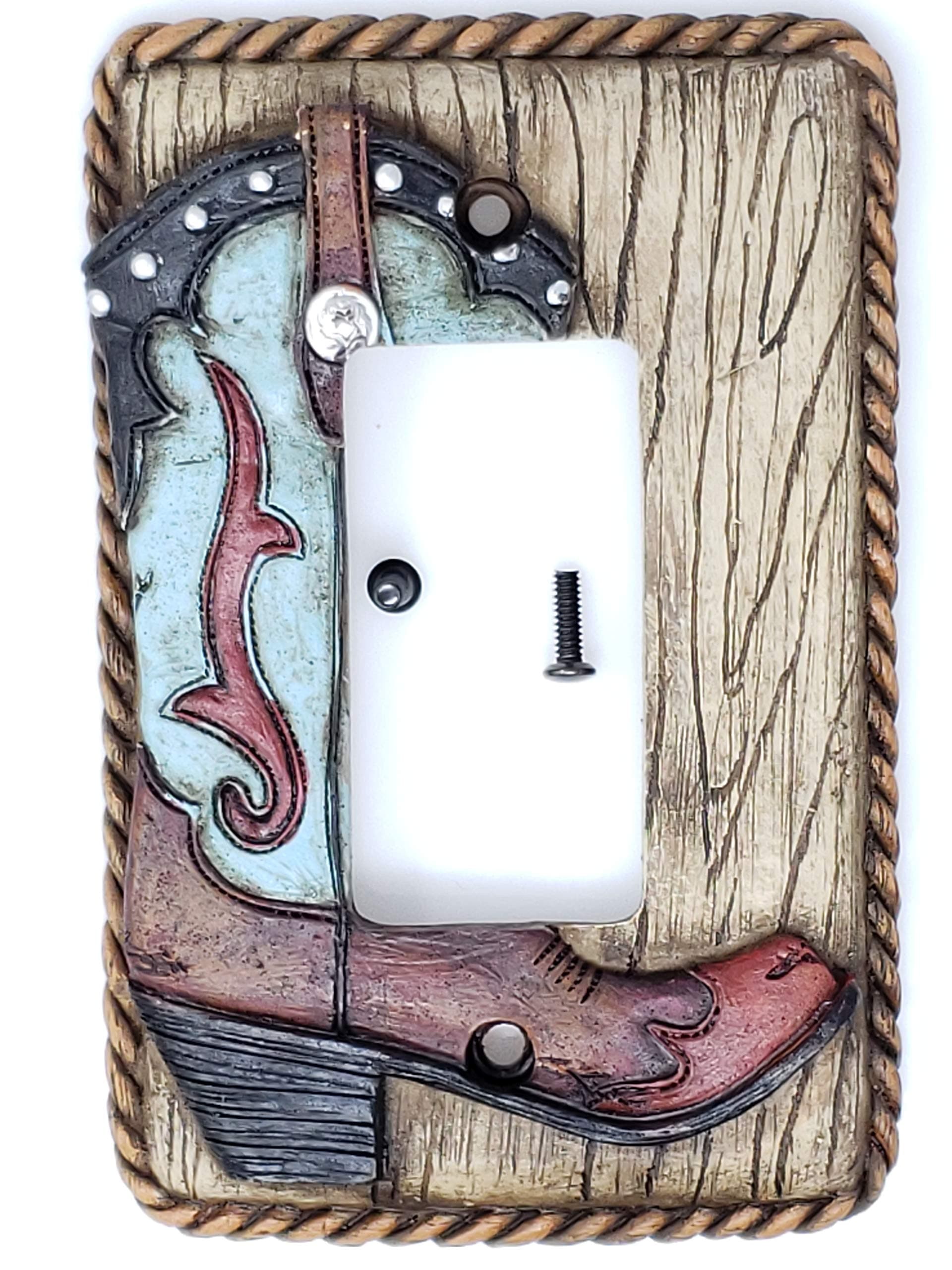 Rainbow Trading RA 4783 Western Turquoise Boot Decorative Single Rocker Switch Plate Cover