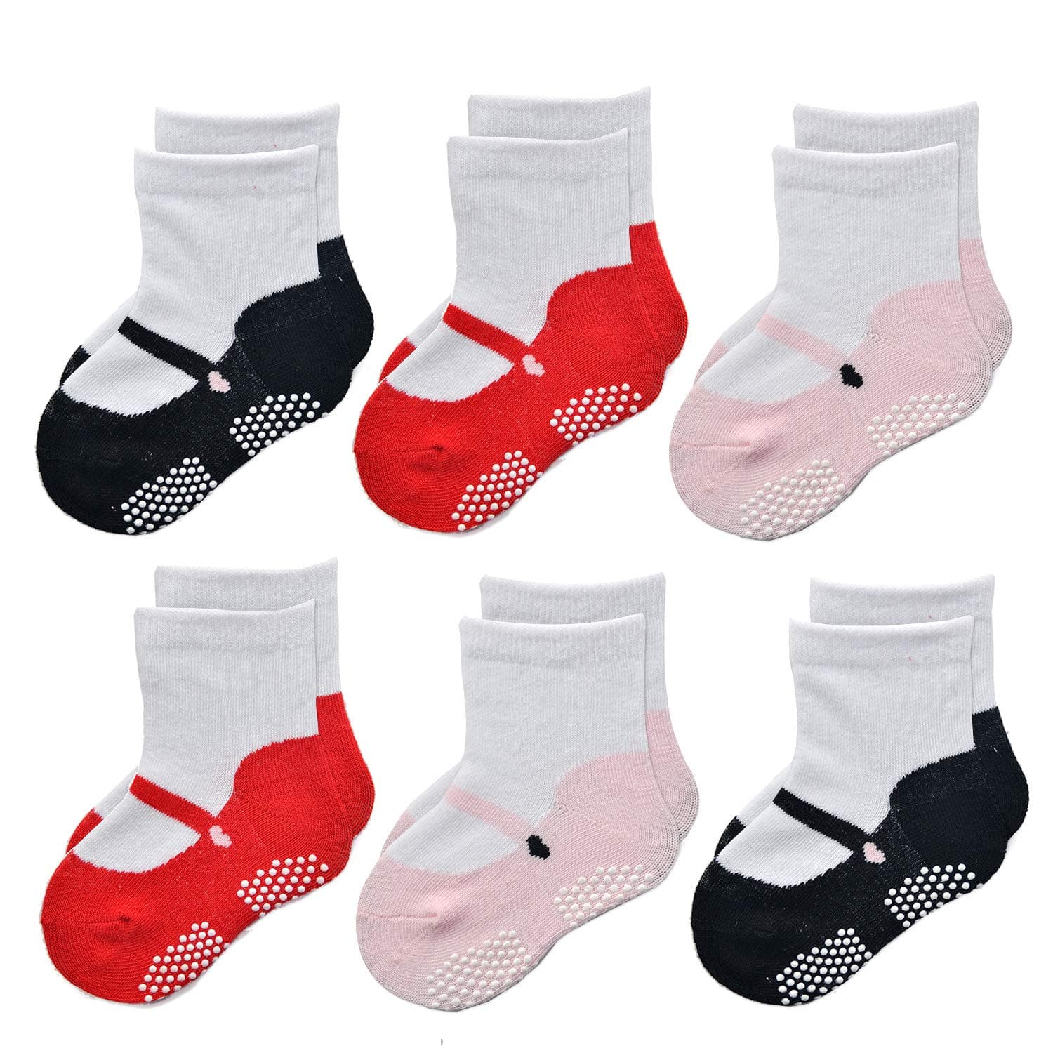 Unisex Baby Girls Boys Non-Slip Socks (Set of 6)