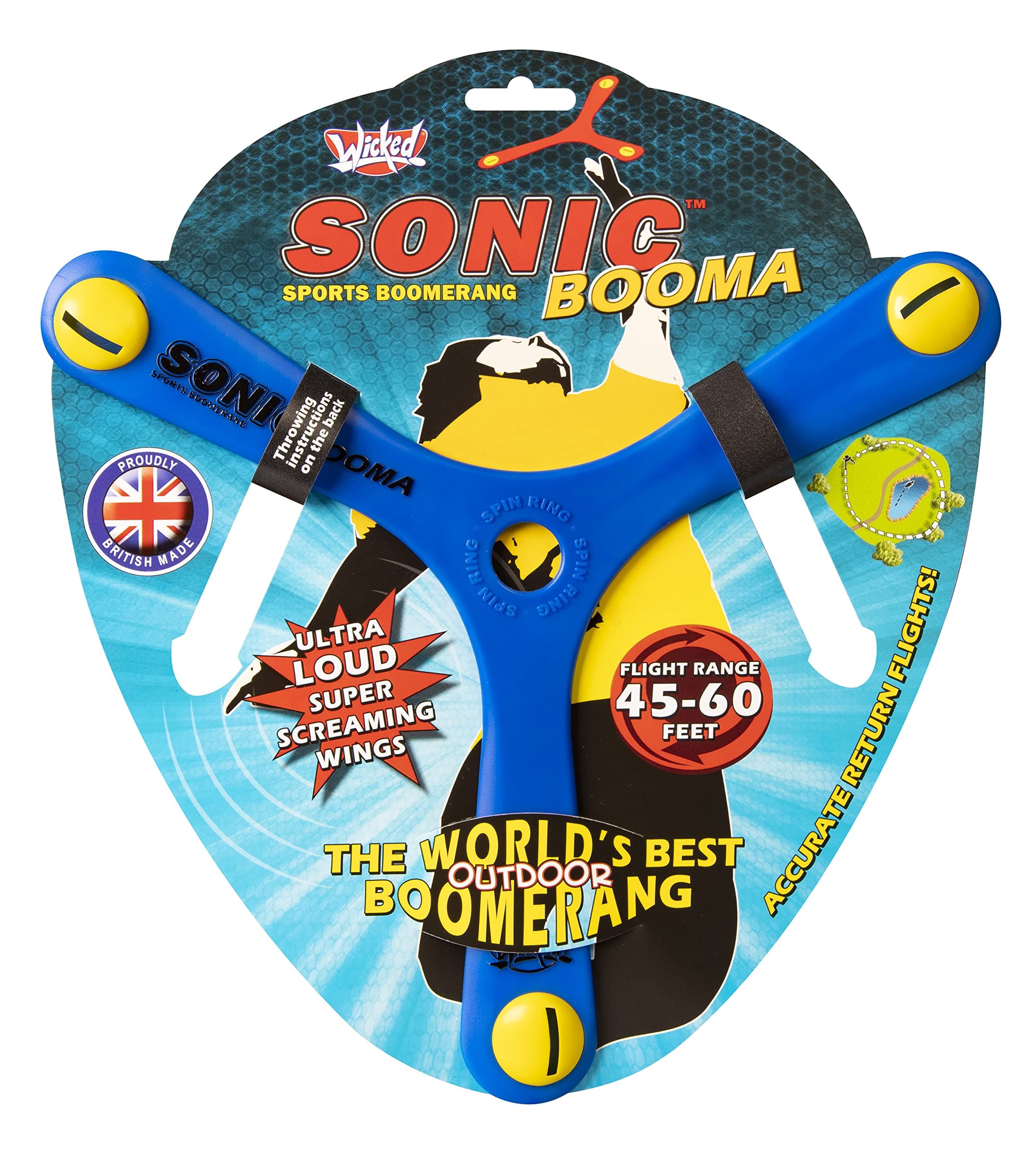 Sonic Booma - The World's Best Outdoor Boomerang. Ultra Loud Whistle in Flight! Guaranteed Return Flights/Special Memorang Polymer Made. 1 Random Color