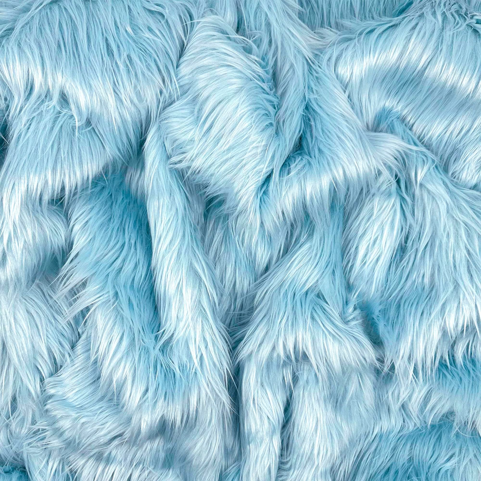 Barcelonetta | Faux Fur Fabric | Soft & Plush | Costume, Upholstery, Decoration, Sewing Material | Fluffy, Fuzzy | Shaggy, Long Pile (Baby Blue, 10" X 10")