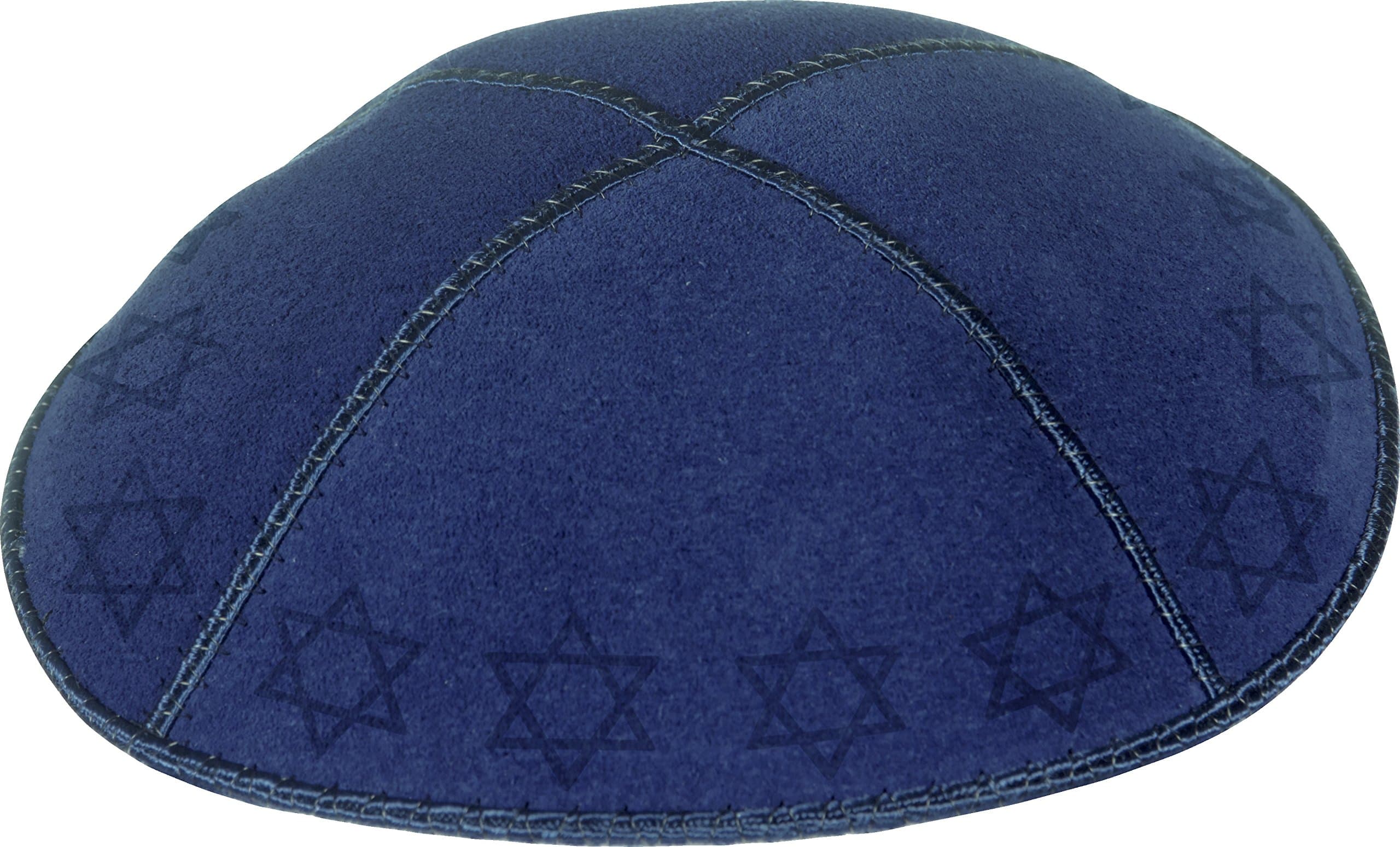 Rimmon JudaicaGenuine Suede Kippah with 4 Sections, Embossed Stars of David Around Rim