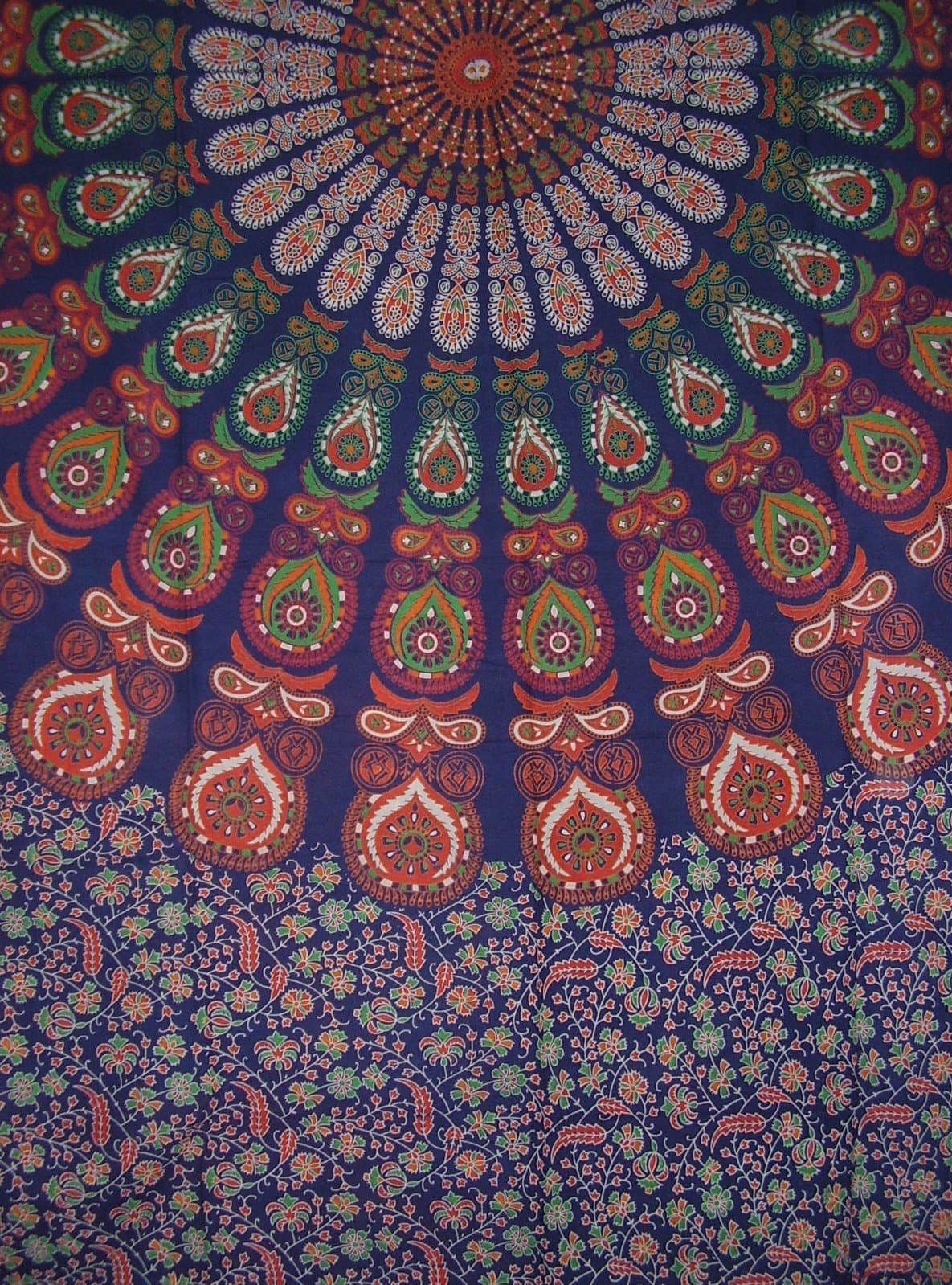 India Arts Sanganeer Indian Tapestry Cotton Bedspread 110" x 110" King Multi-Color