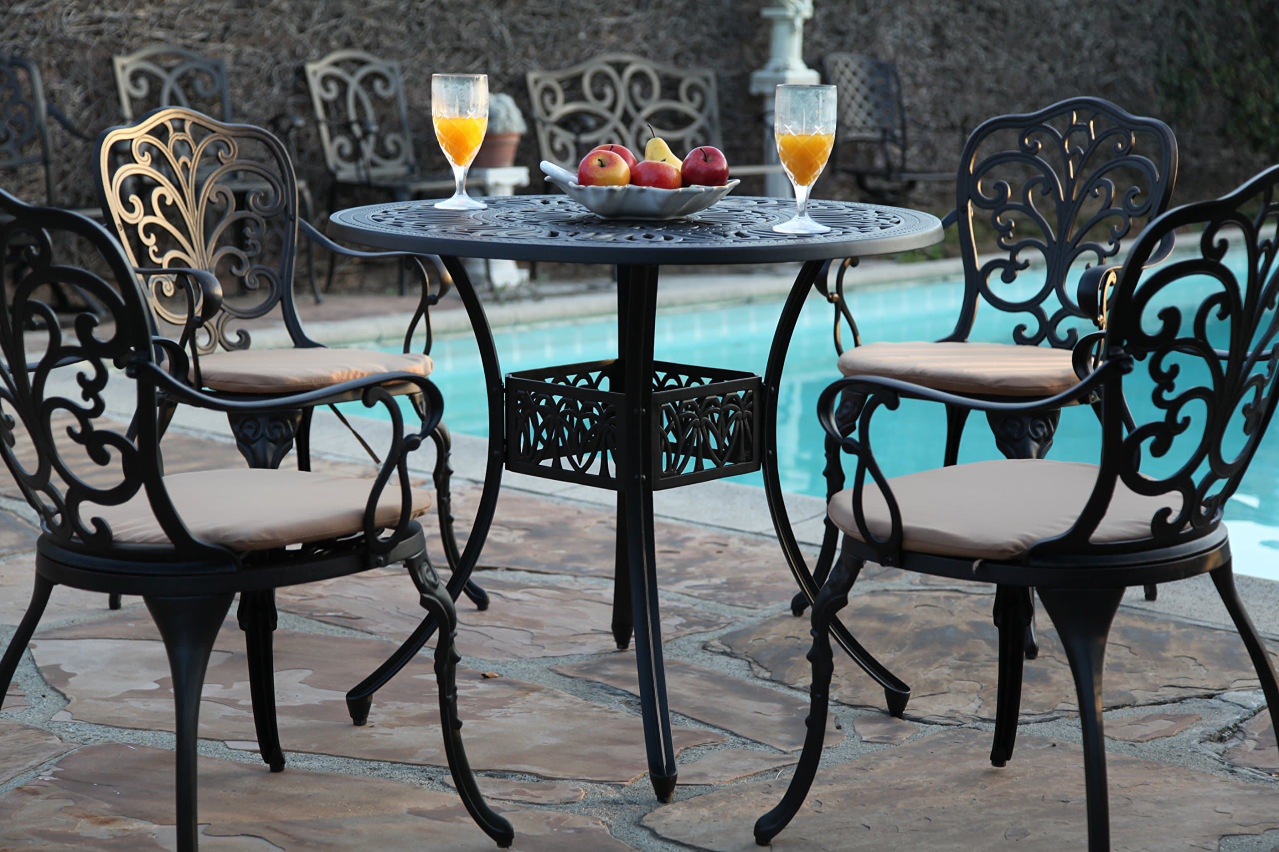 Outdoor Cast Aluminium CBM-Patio 5 Piece Butterfly Dining Set SH213-SH045