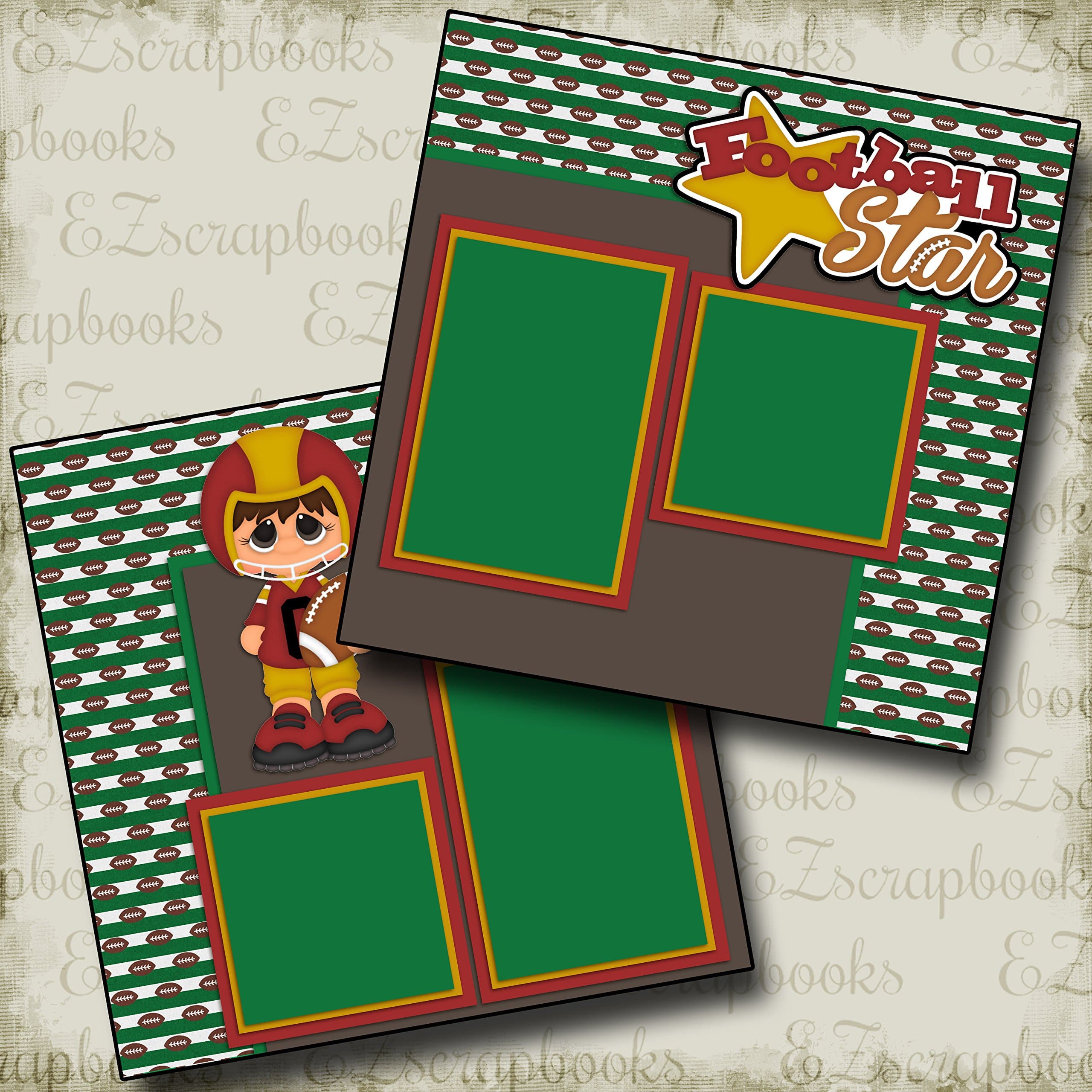 FOOTBALL STAR KID - Premade Scrapbook Pages - EZ Layout 501