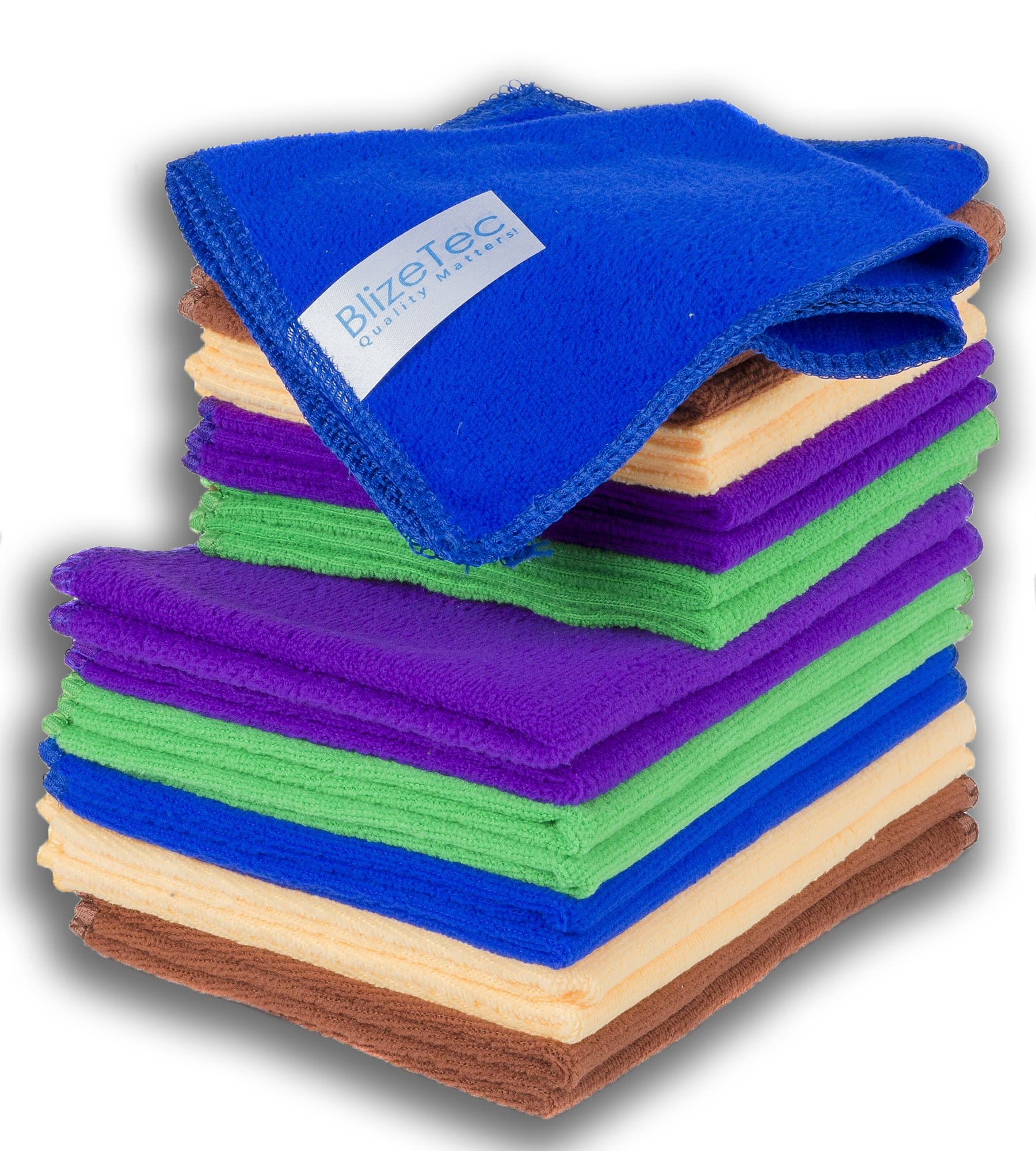 BlizeTec Microfiber Cleaning Cloth All-Purpose Towels; 5 Color and 2 Size (20 Pack)