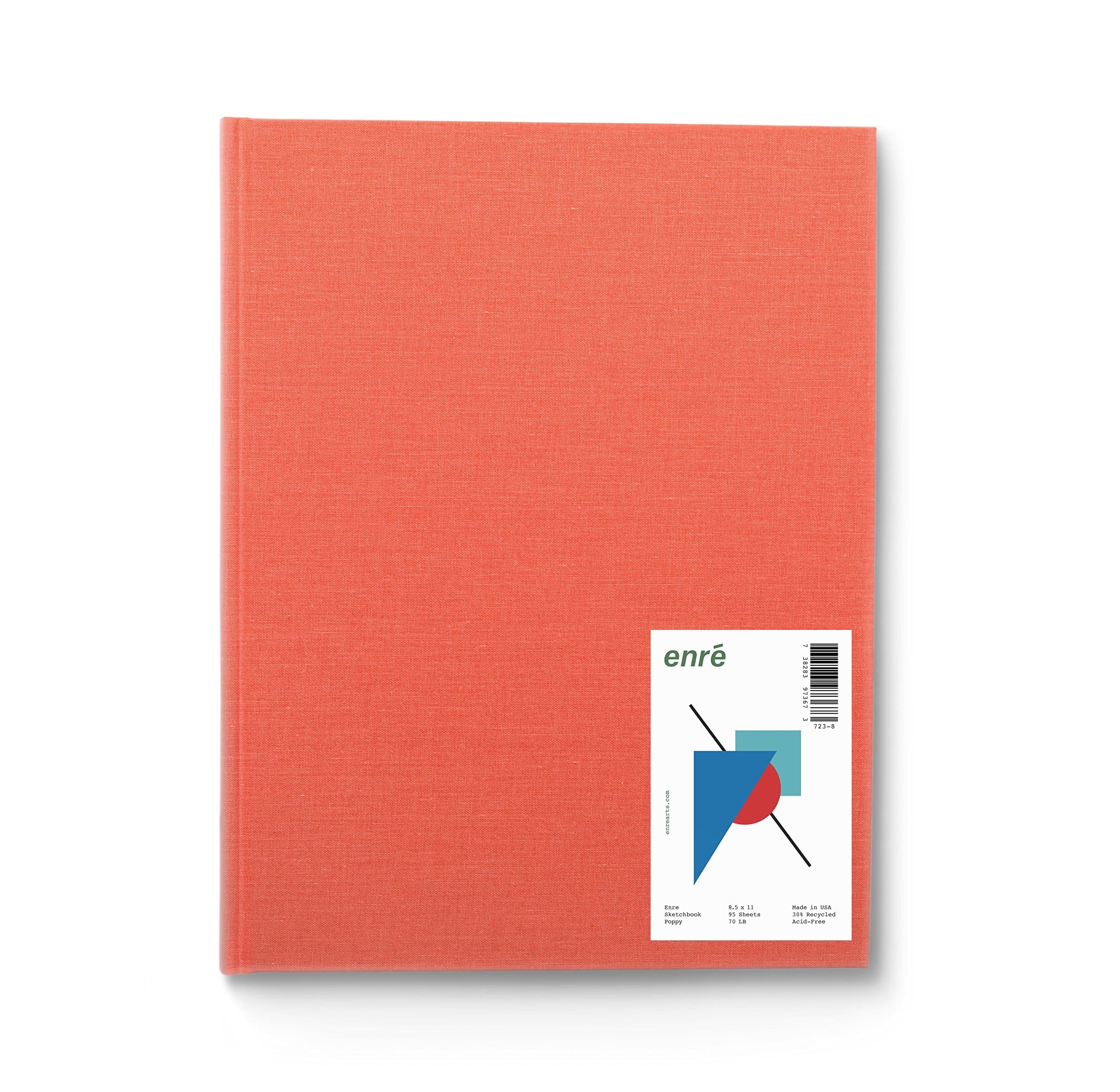 Enre Hardbound Sketchbook, Poppy Linen; 8.5 x 11 in, 95 Sheets, 105gsm
