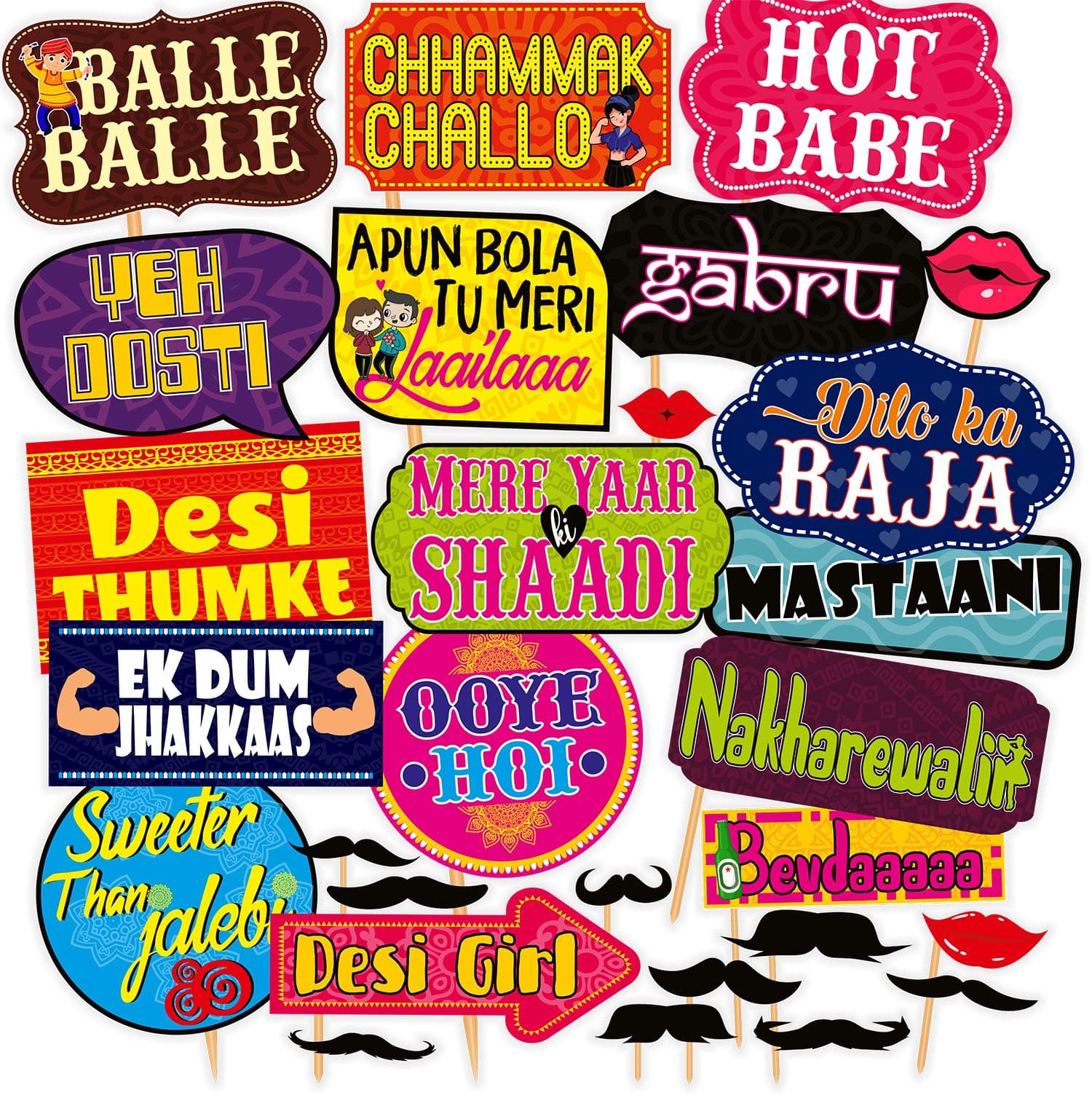 SYGA Set of 29 Funny Wedding Family Party Photo Booth Props Craft Item