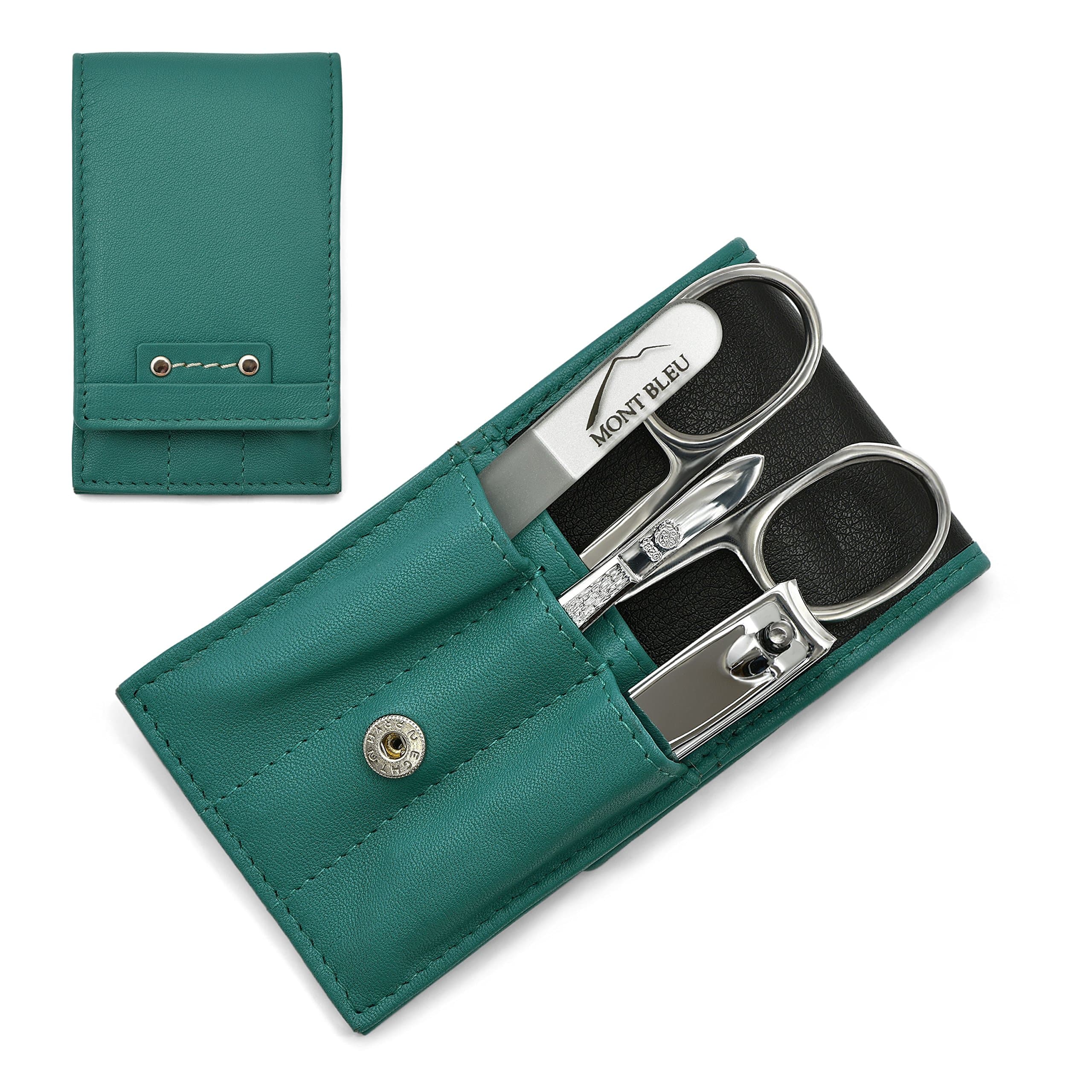 Hans Kniebes' Sonnenschein 4-Piece Manicure Set with crystal nail file, in Nappa Leather Case | made in Germany