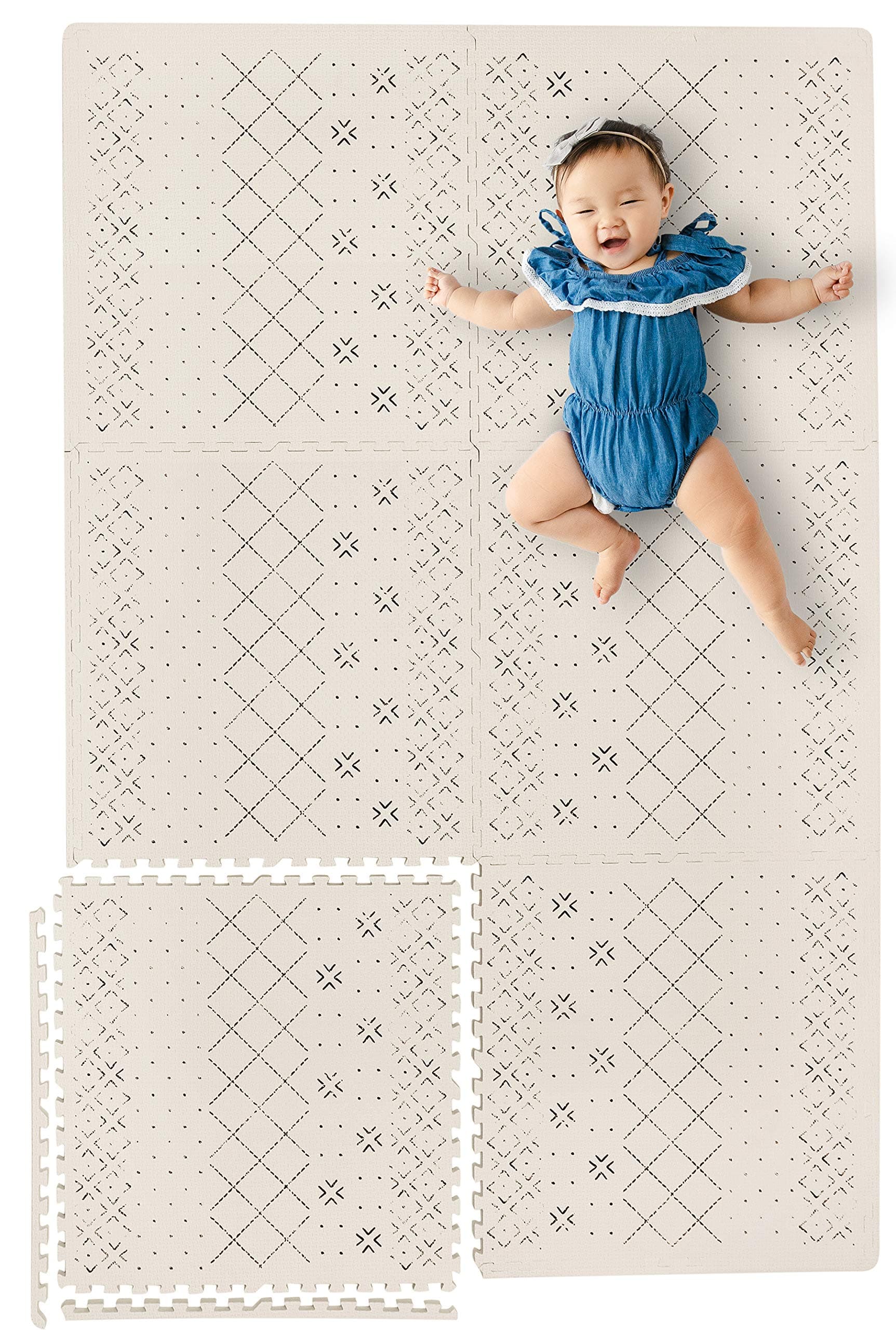 YAY! MATS Stylish Extra Large Baby Play Mat. Soft, Thick, Non-Toxic Foam Covers 6 ft x 4 ft. Expandable Tiles with Edges Infant and Toddler Puzzle playmat