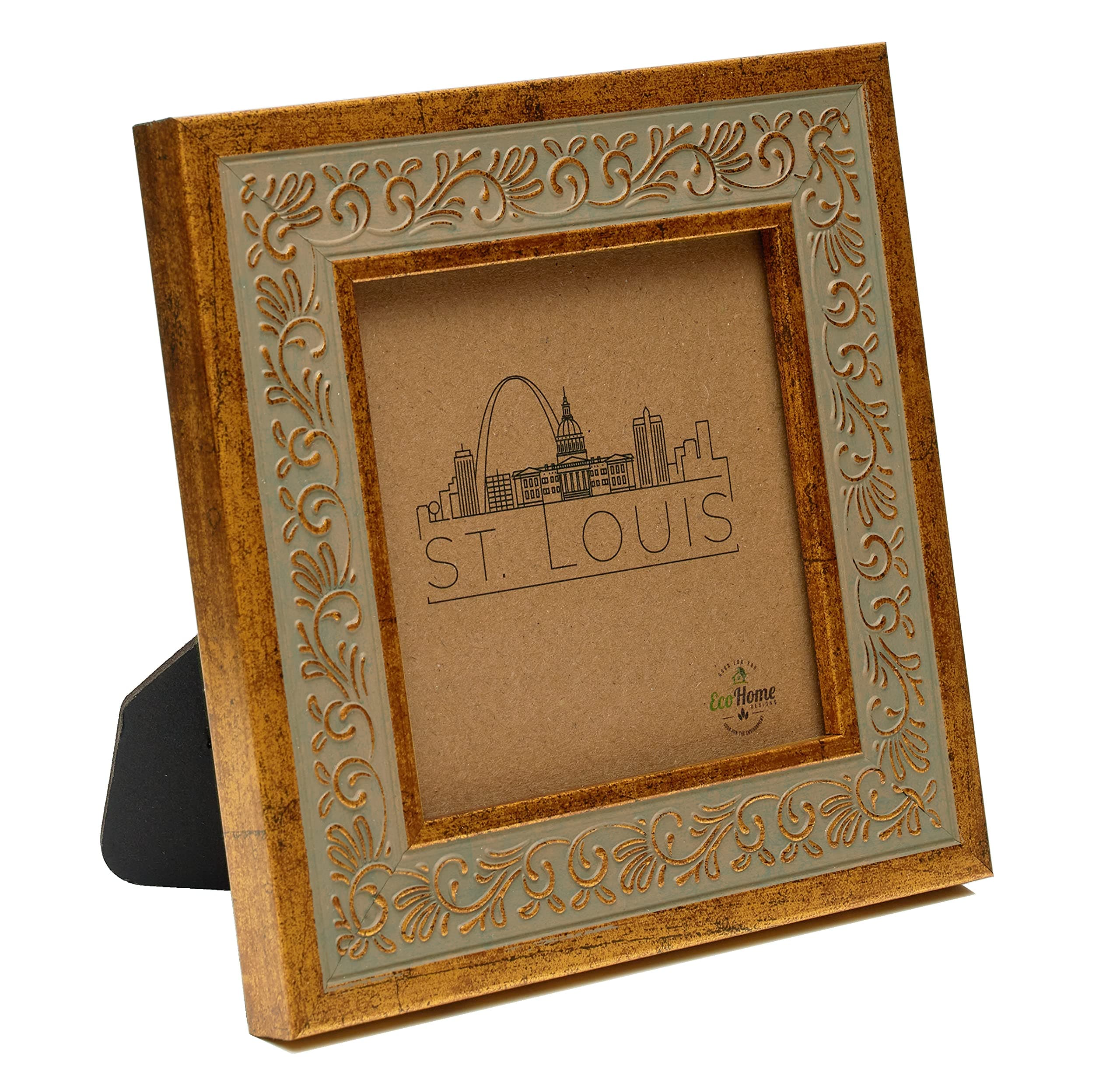 4x4 Picture Frame Antique Gold - Mount Desktop Display, Instagram Prints Frames by EcoHome