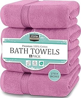 Utopia Towels - 4 Piece Bath Towels Set (69 x 137 CM) - Premium 100% Ring Spun Cotton - Quick Dry, Highly Absorbent, Soft Feel Towels, Perfect for Daily Use (pink)
