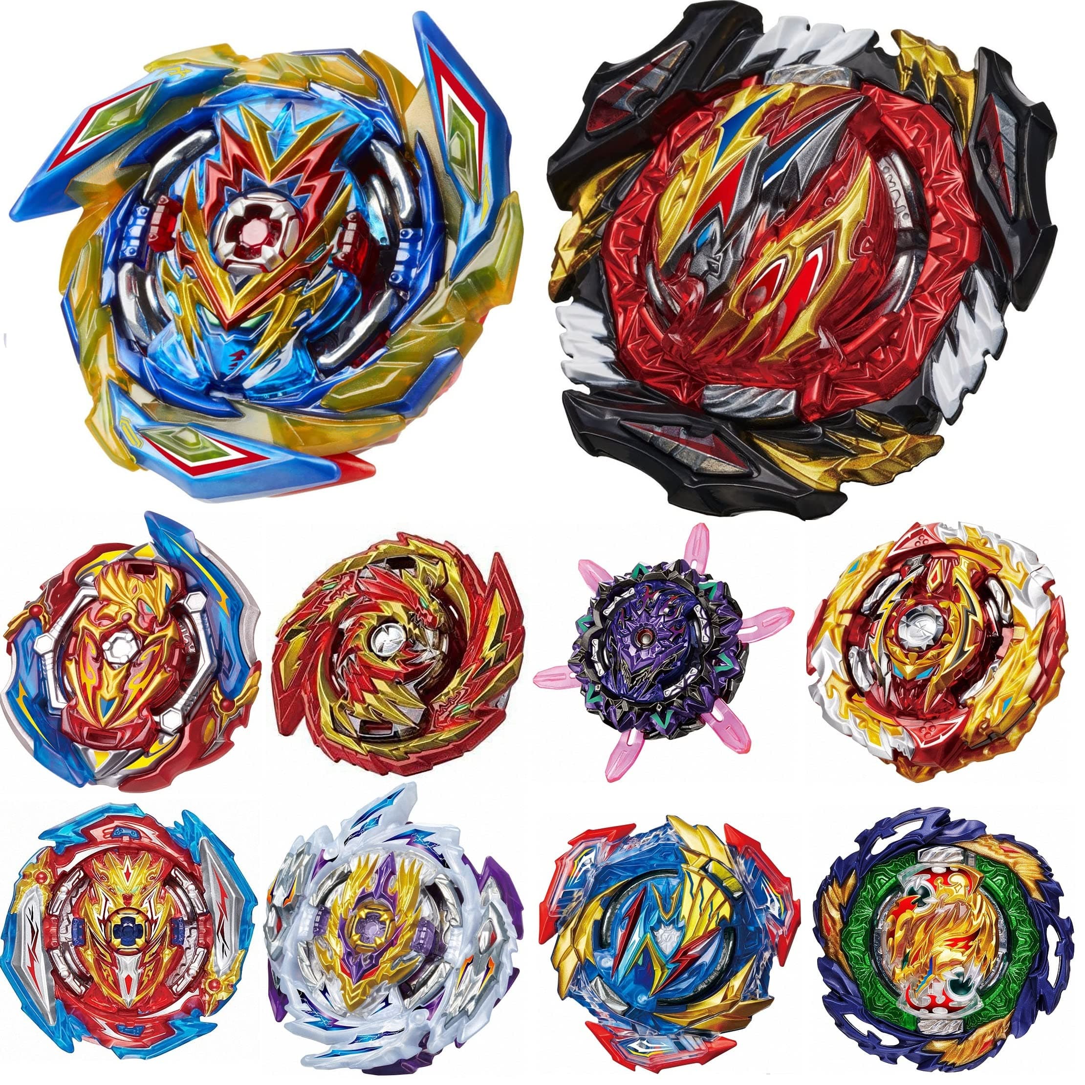 Gyros 10 Pieces Pack, Battling Top Battle Burst High Performance Set, Birthday Party School Gift Idea Toys for Boys Kids Children Age 8+
