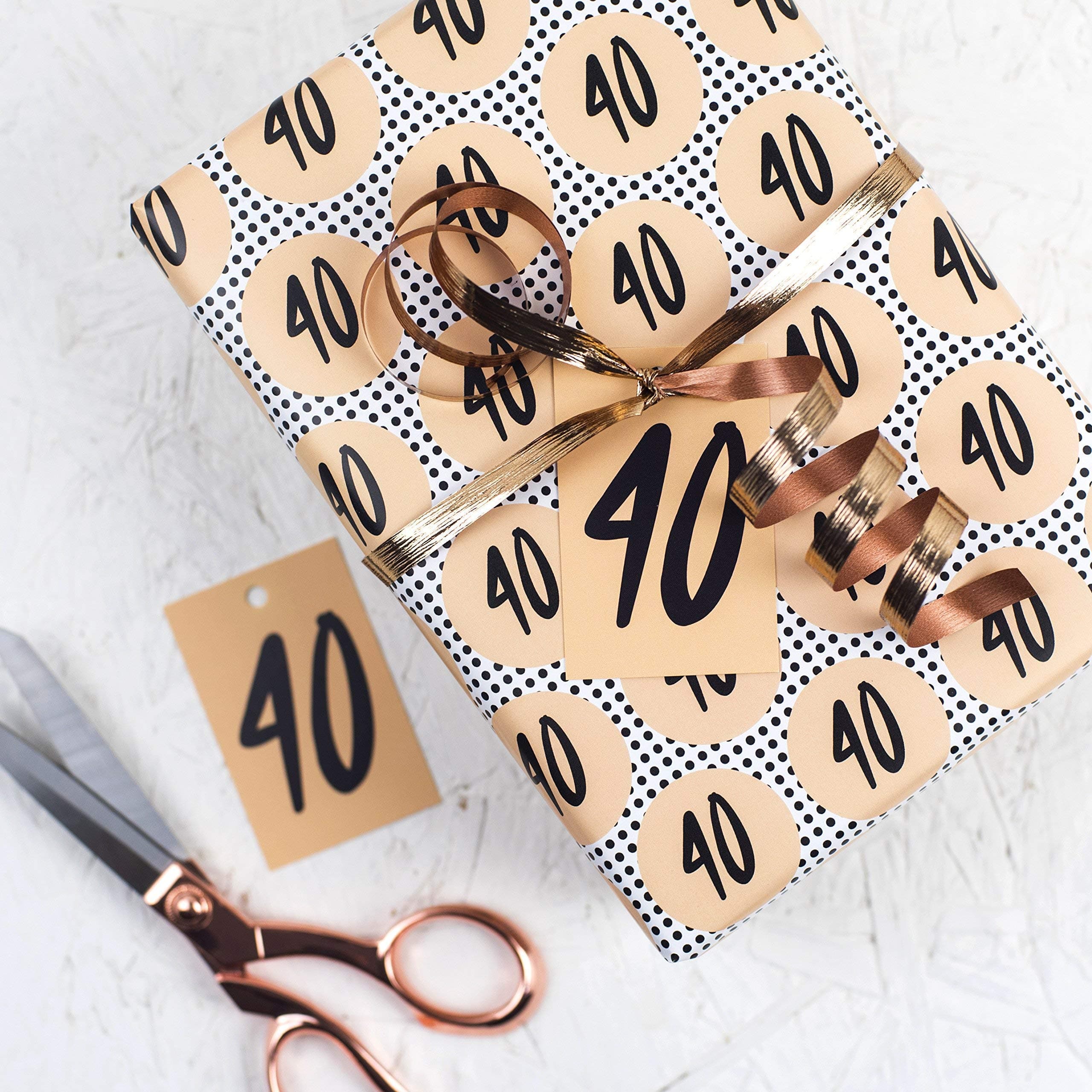 40th Gift Wrap - Wrapping Paper - Wrapping Paper Roll - Wrapping Paper Birthday - Wrapping Paper Sheets - Birthday - Milestone Birthday - Various Colours