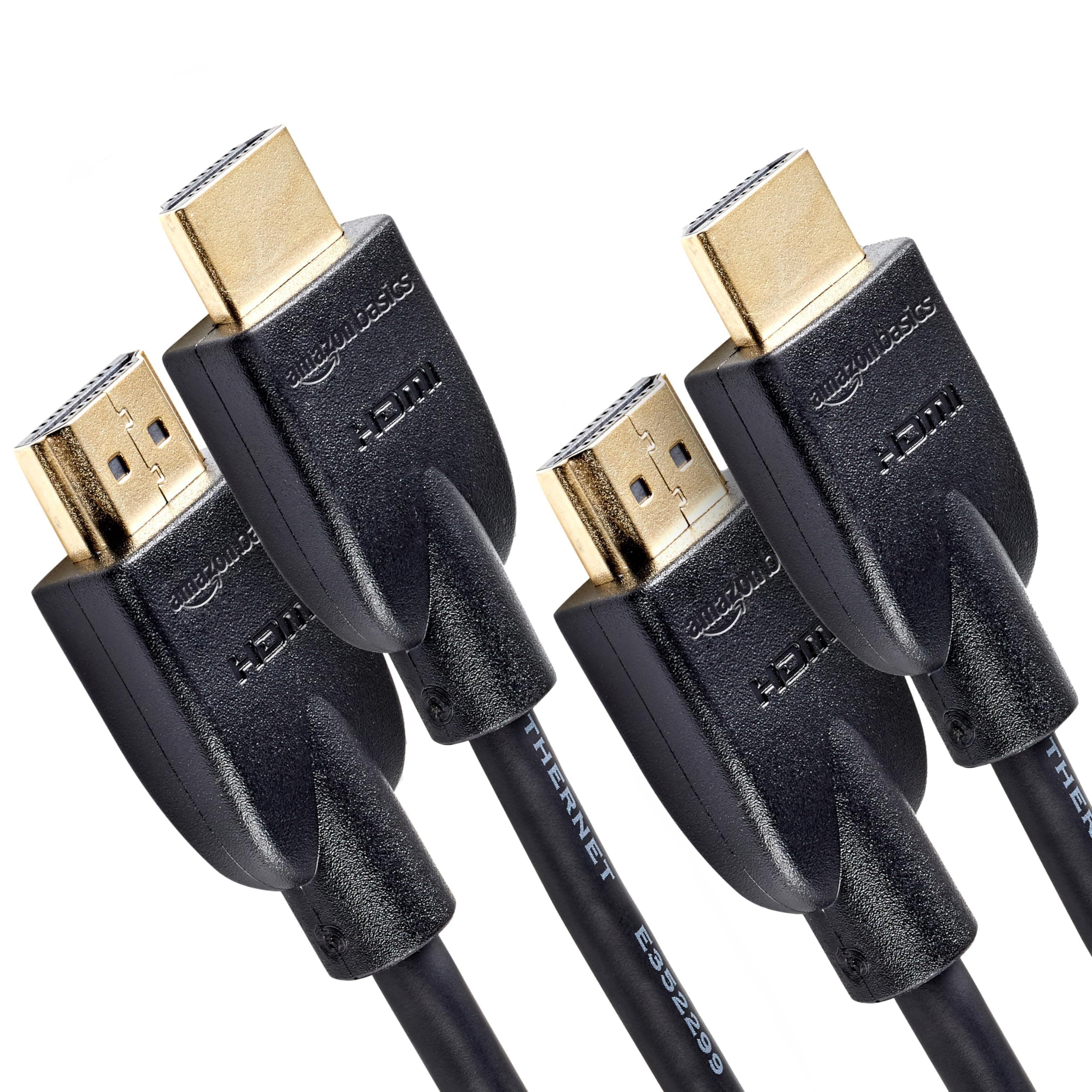 Amazon Basics HDMI 2.0 Cable, 2-Pack, 6ft, 4K@60Hz, High-Speed 18Gbps, 2160p, 48 bit, Compatible with TV/PS5/Xbox/Roku/Blu-ray, Ethernet, Black
